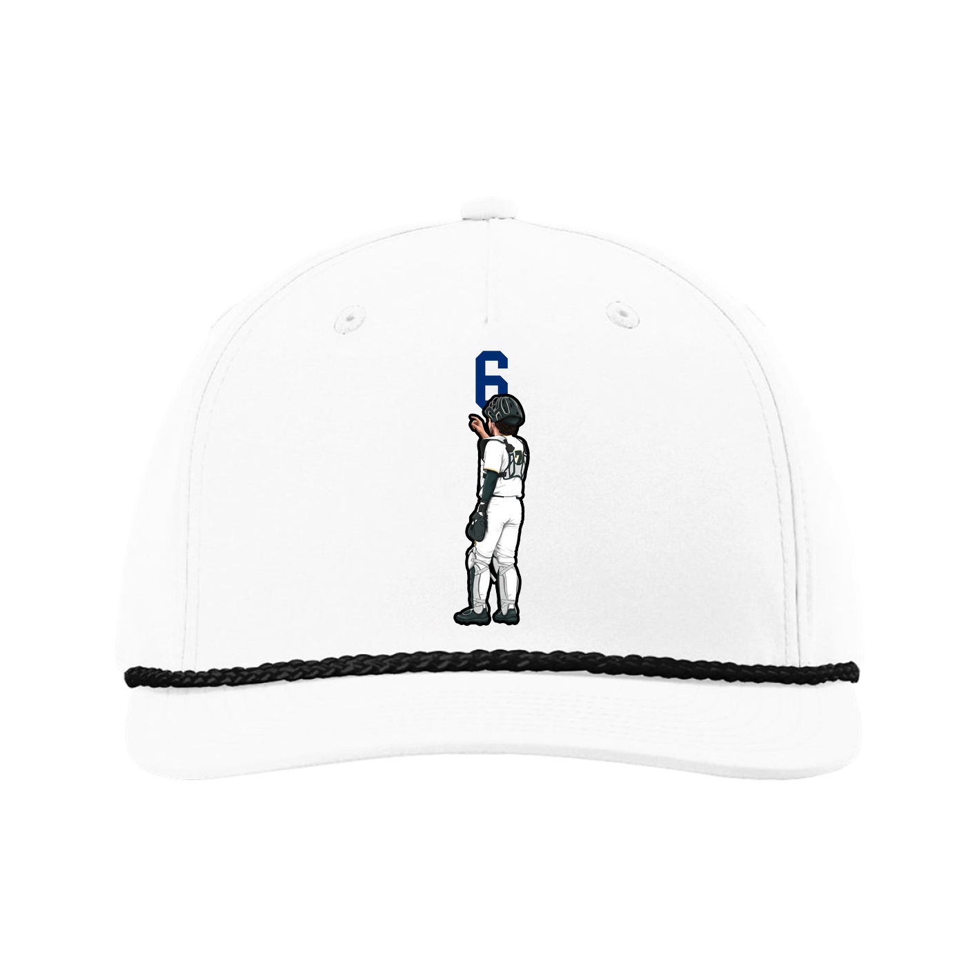 Five-Panel Classic Rope Cap — Number Top in White