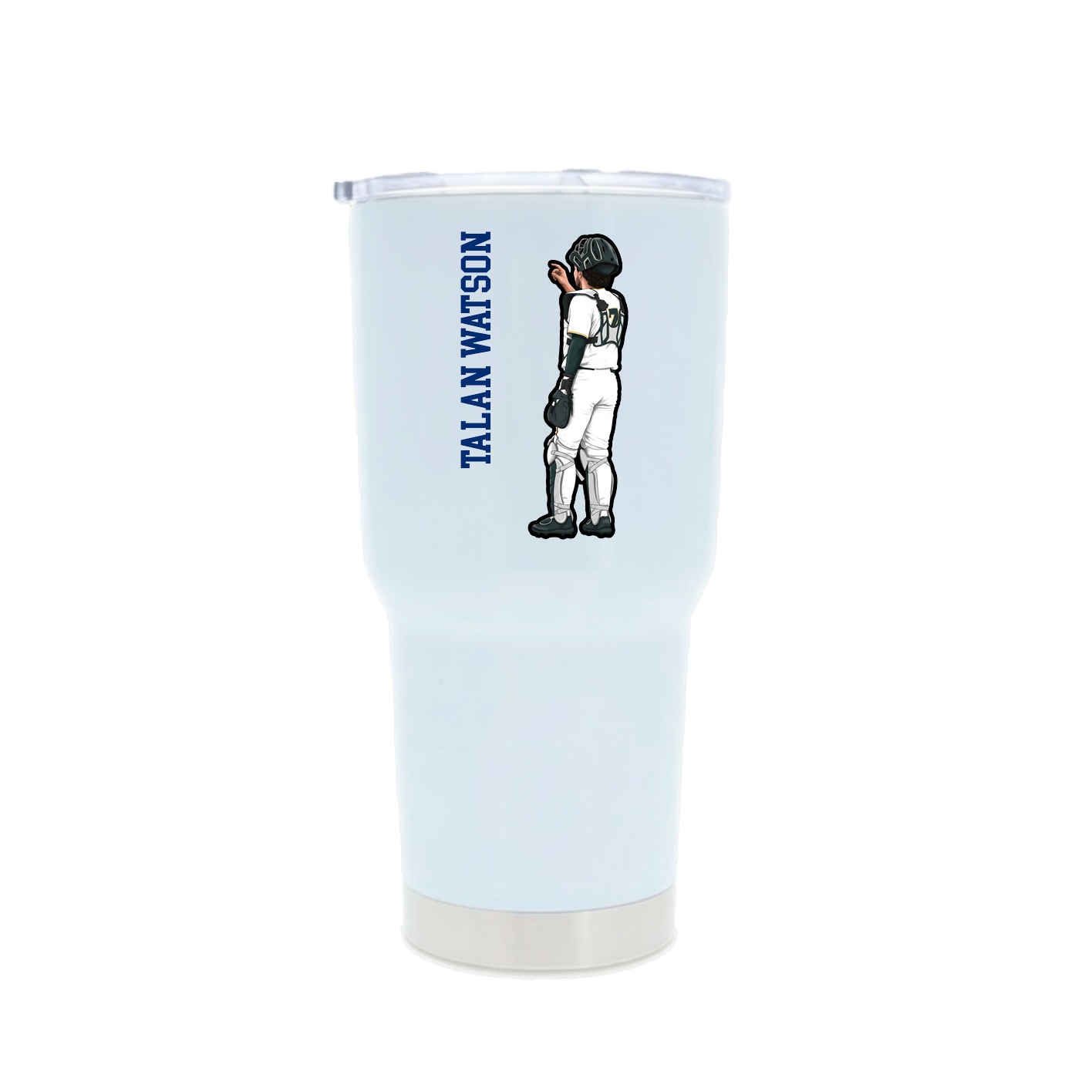 30oz Stainless Steel Tumbler — Name Vertical in White