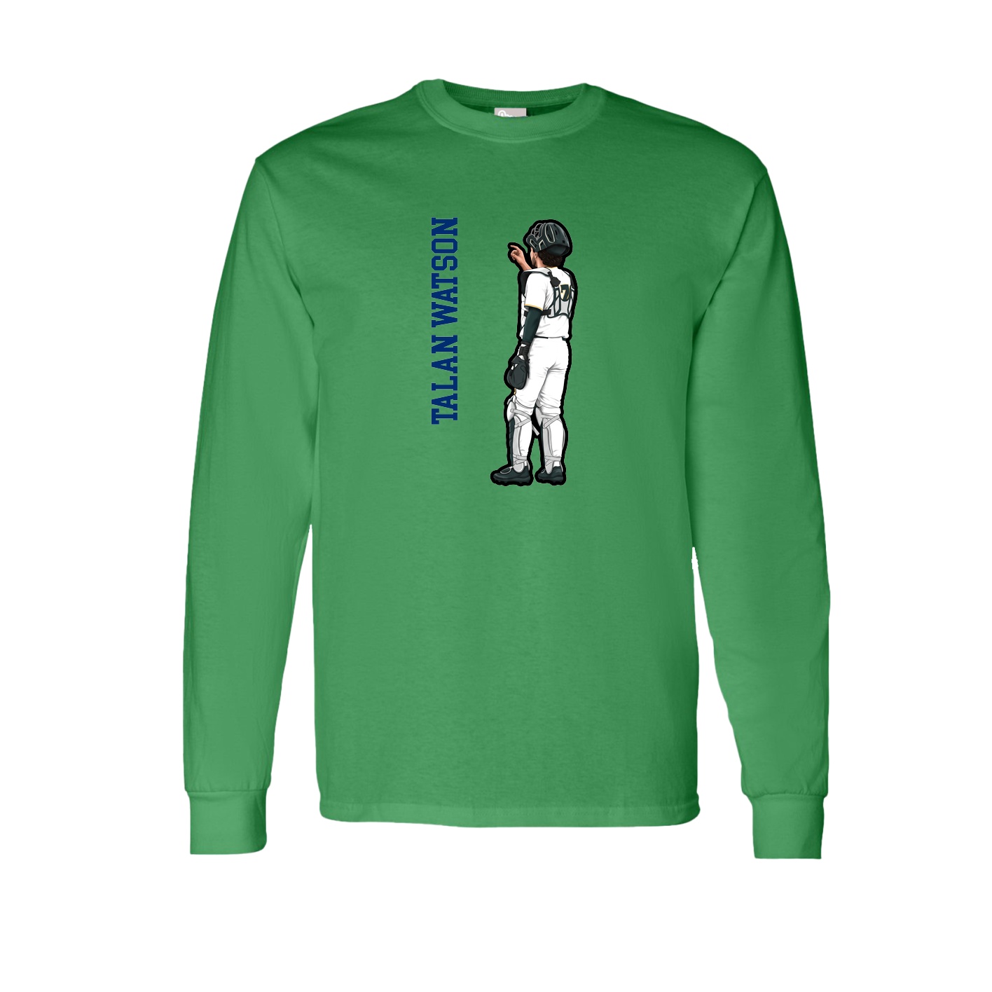 Long Sleeve Tee — Name Vertical in Green