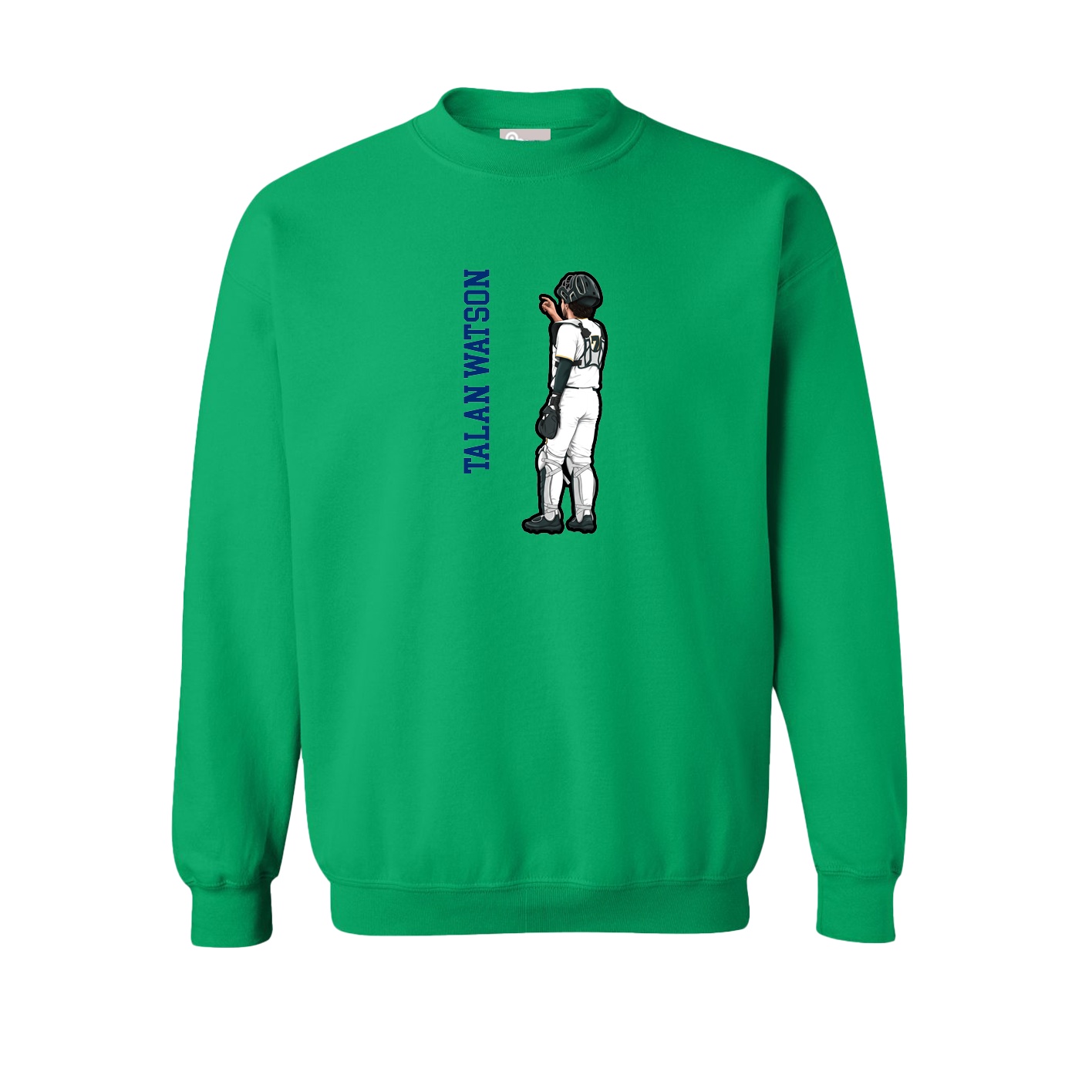 Fleece Crew — Name Vertical in Green