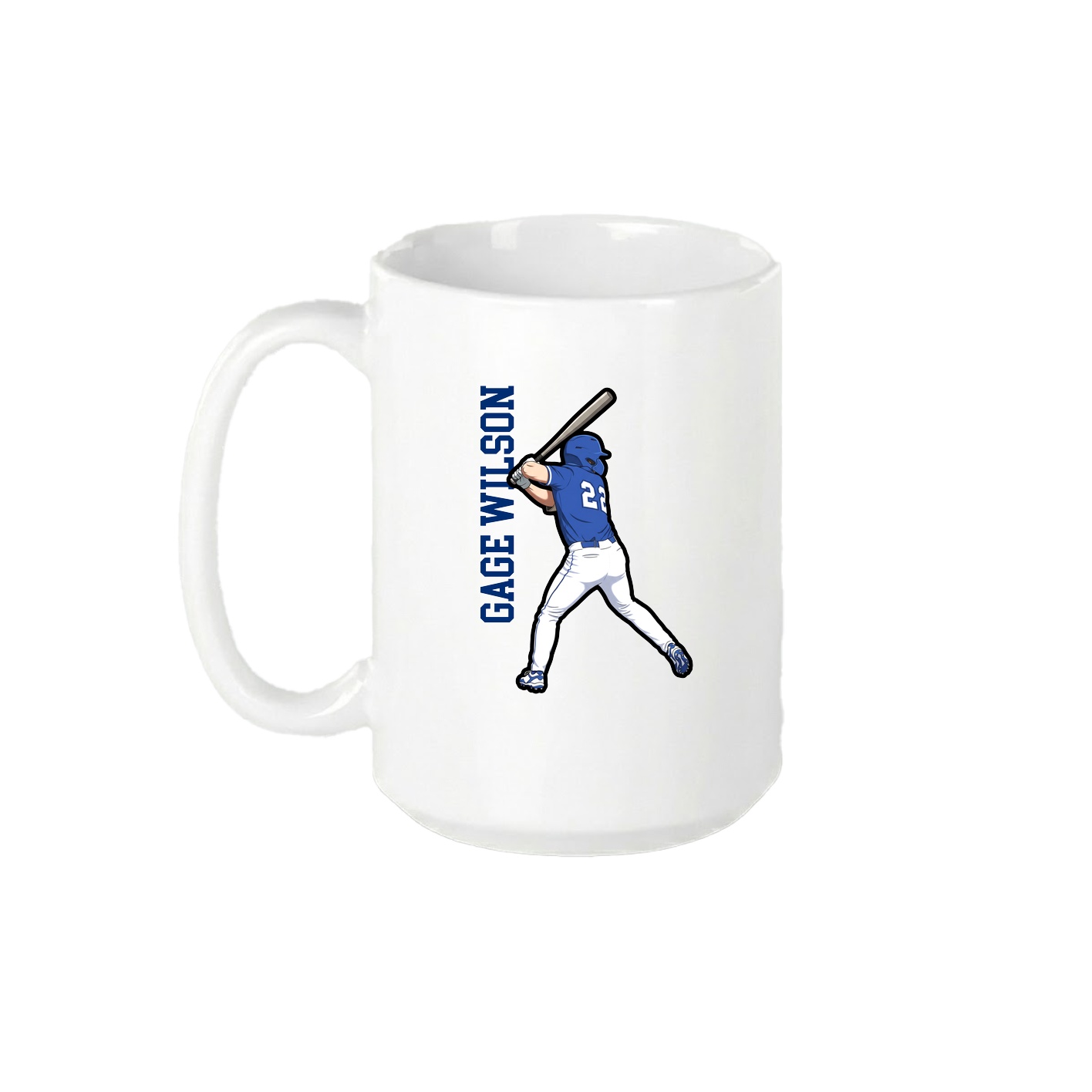 15oz Coffee Mug — Name Vertical in White