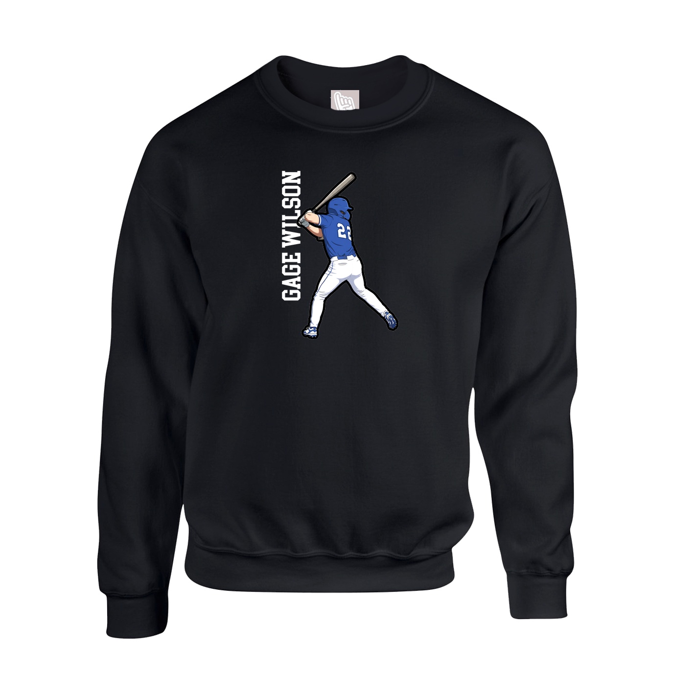 Fleece Crew — Name Vertical in Black