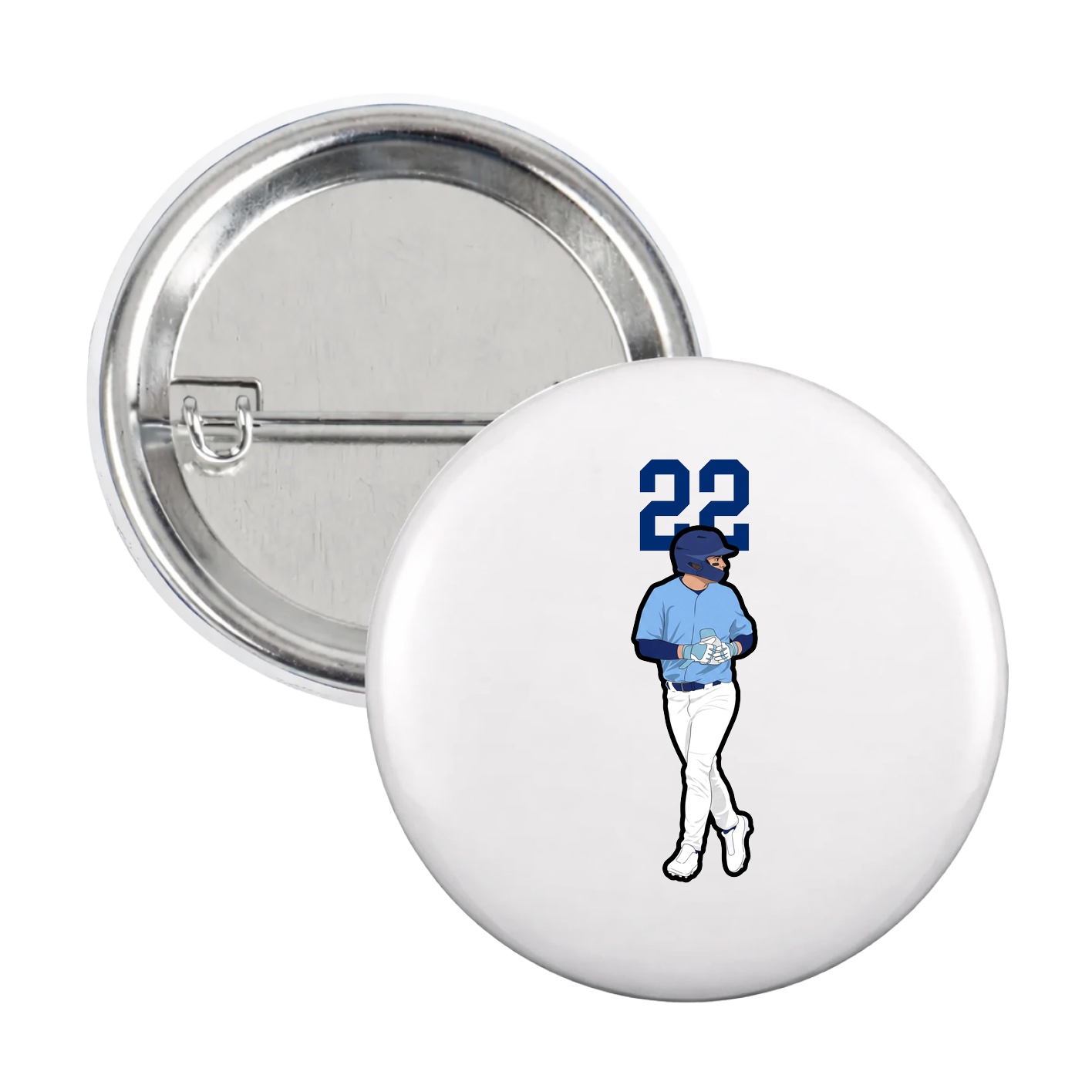 Game Day Button — Number Top in White