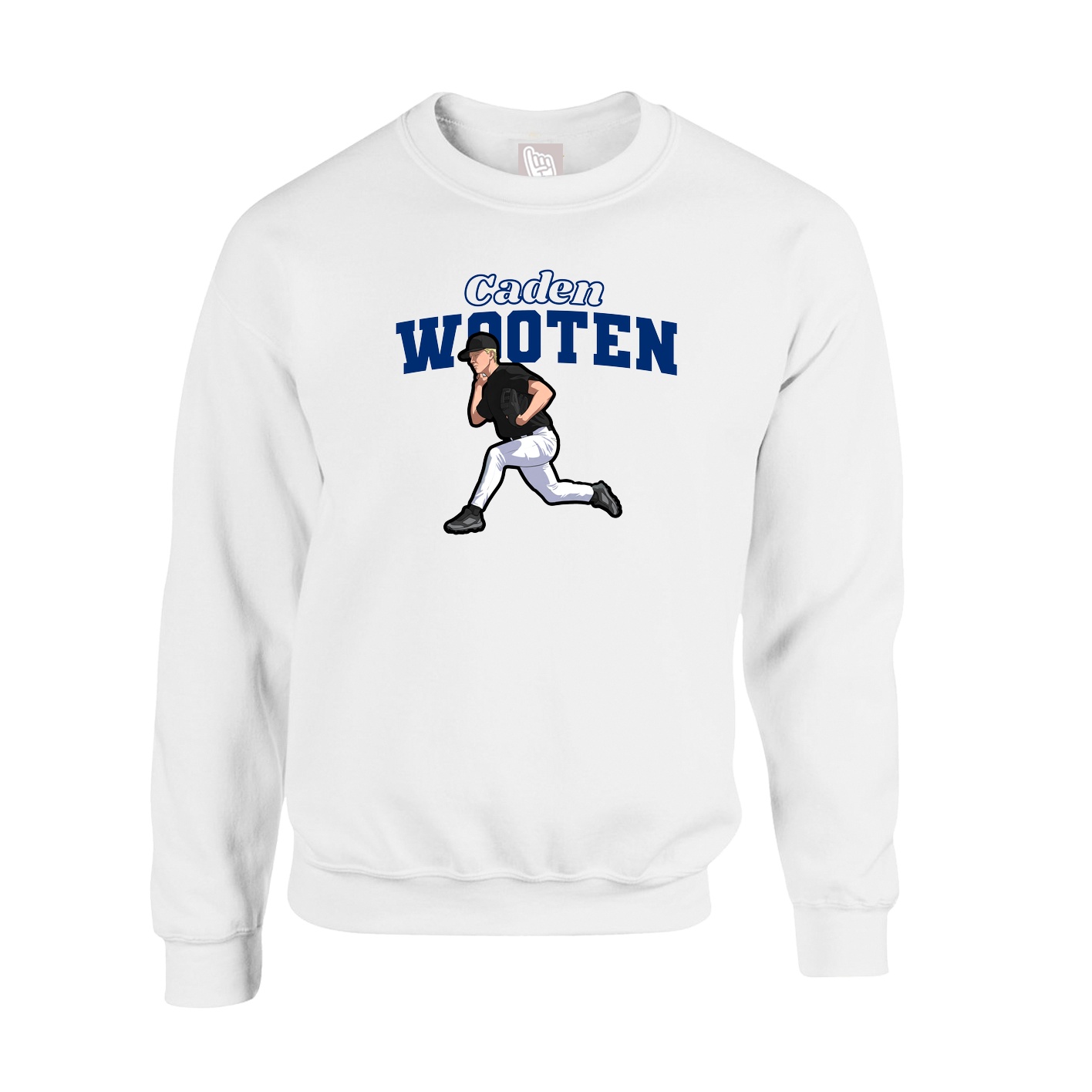 Fleece Crew — Name Arch in White