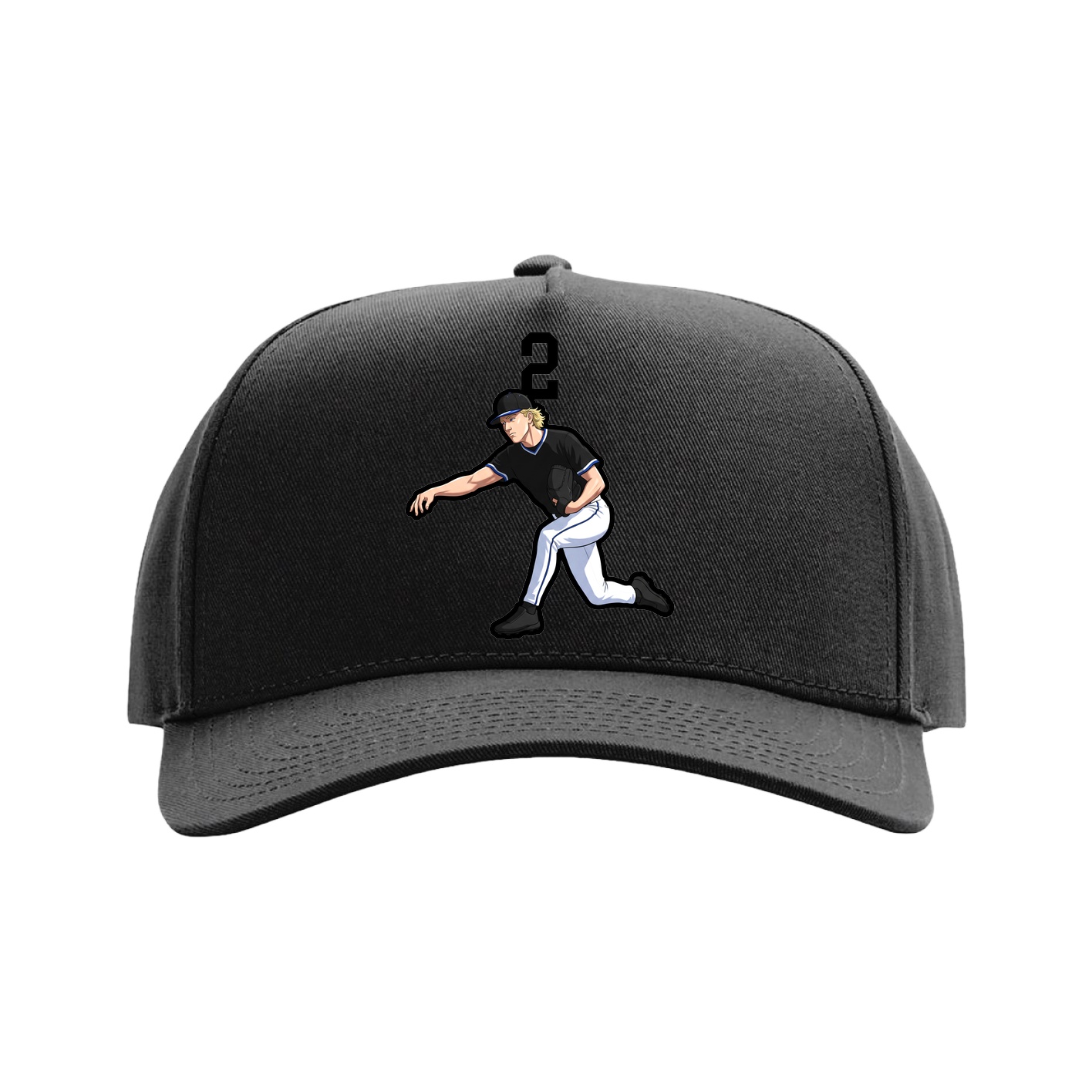 Full Fabric Five-Panel Champ Cap — Number Top in Black