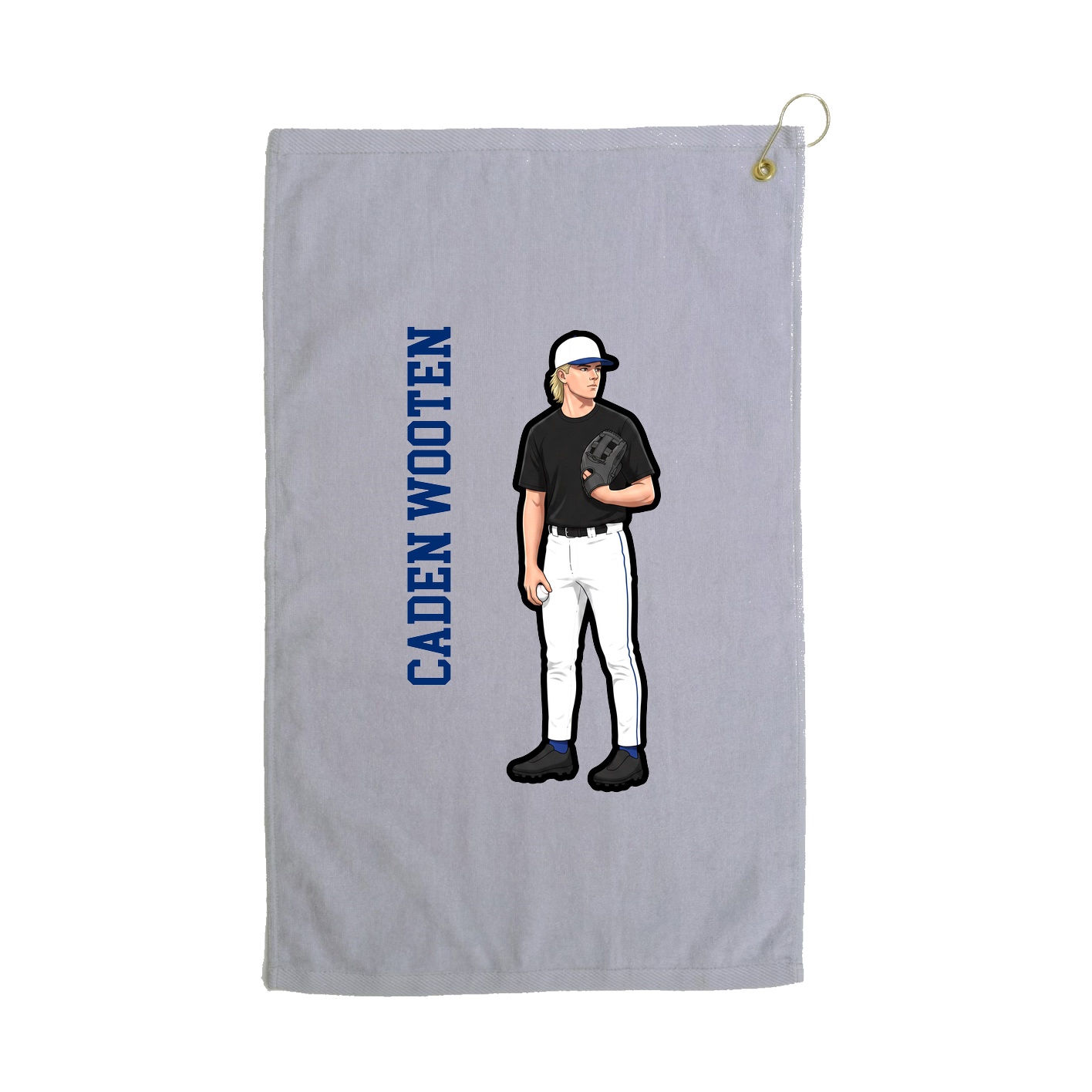 Golf Towel — Name Vertical in Grey