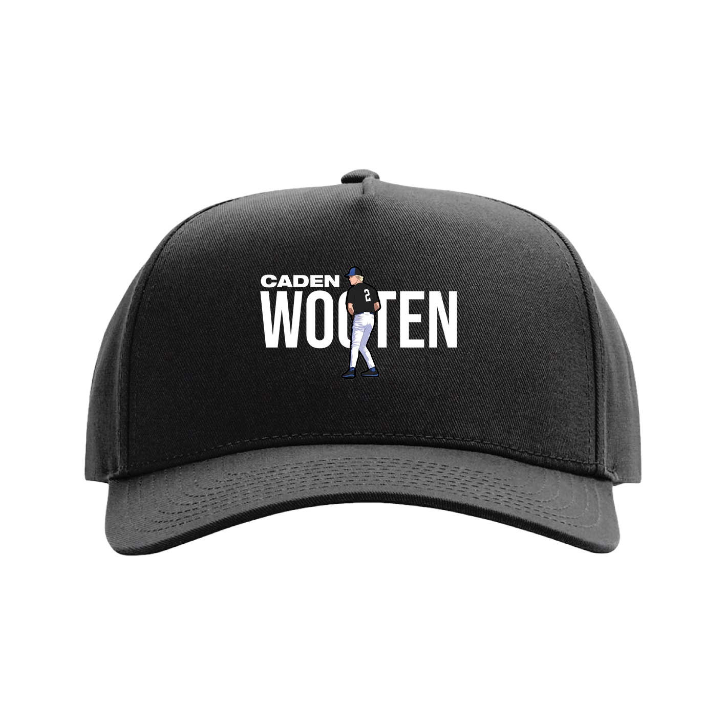 Full Fabric Five-Panel Champ Cap — Player Name in Black