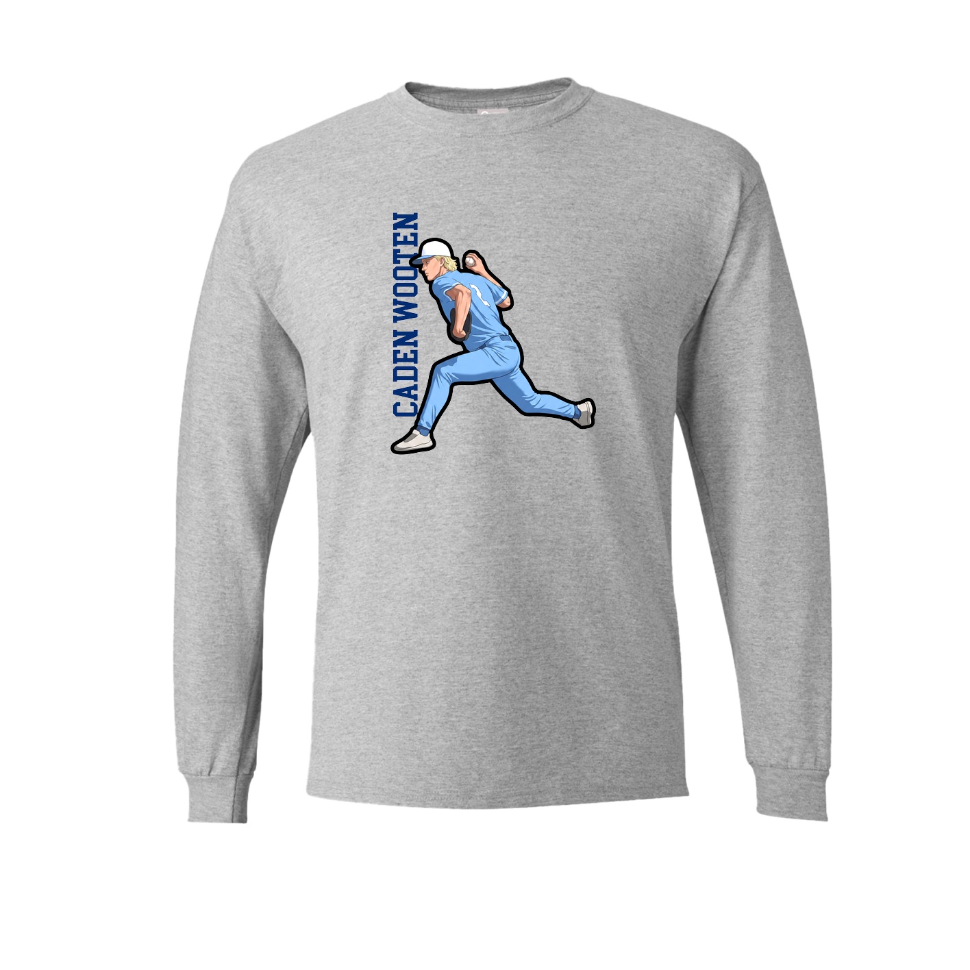 Long Sleeve Tee — Name Vertical in Grey