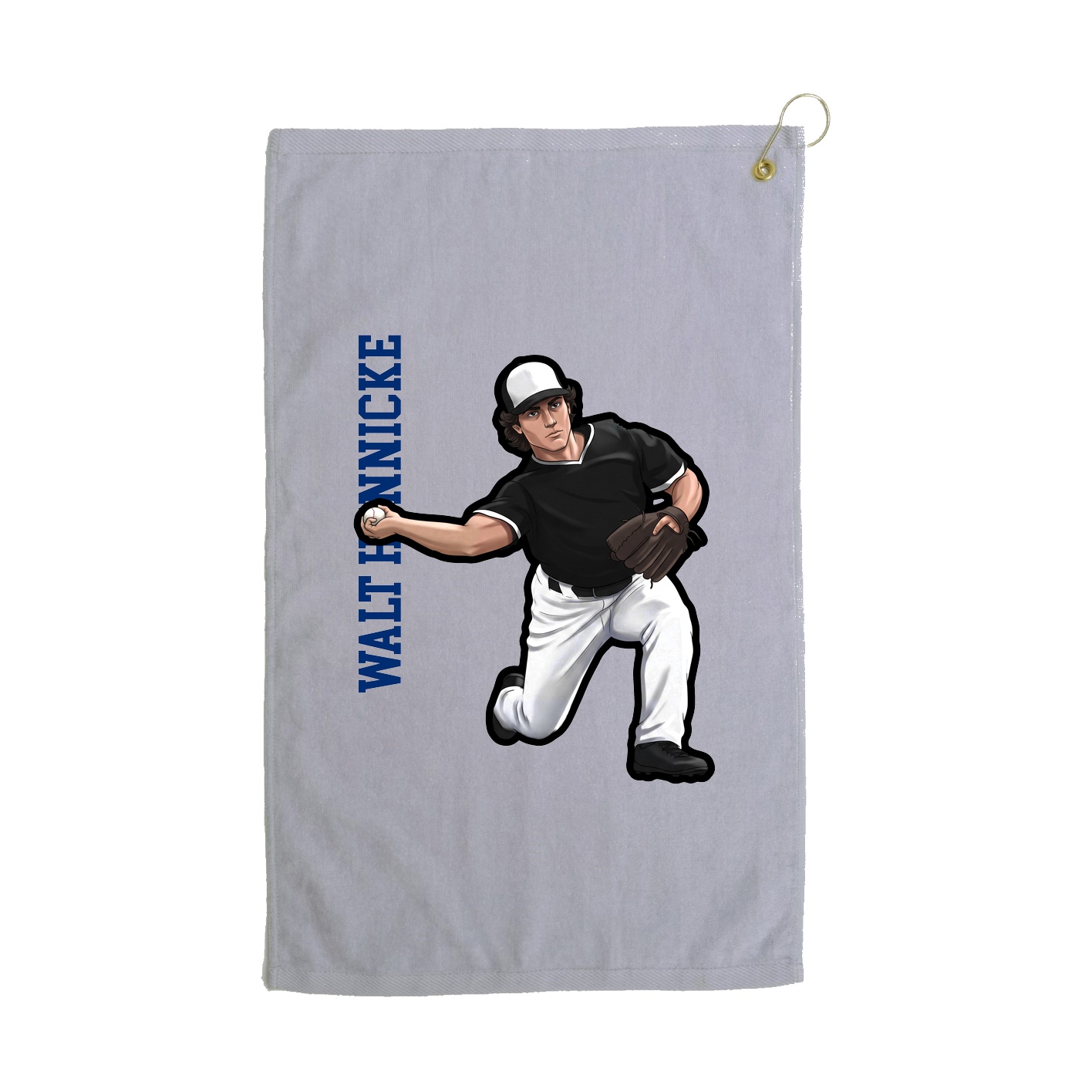 Golf Towel — Name Vertical in Grey