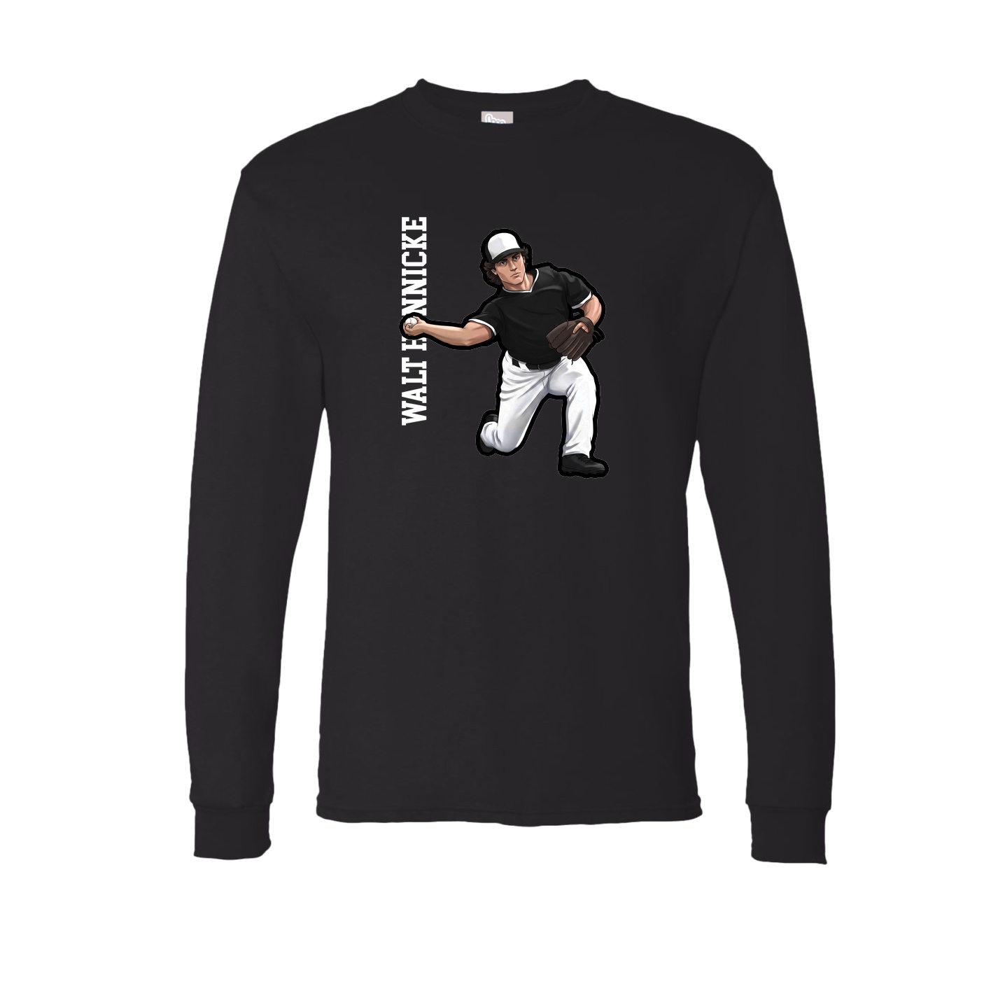 Long Sleeve Tee — Name Vertical in Black