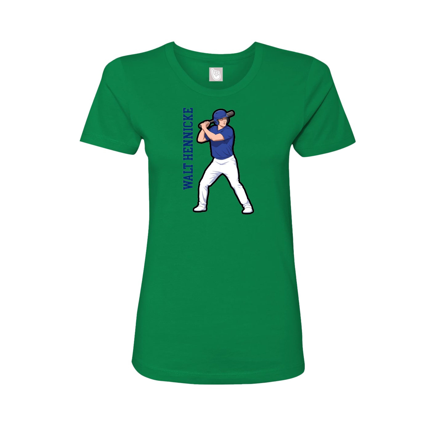 Fitted Women's Tee — Name Vertical in Green