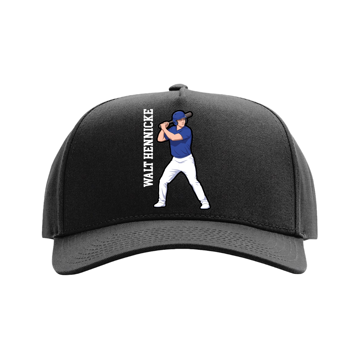 Full Fabric Five-Panel Champ Cap — Name Vertical in Black