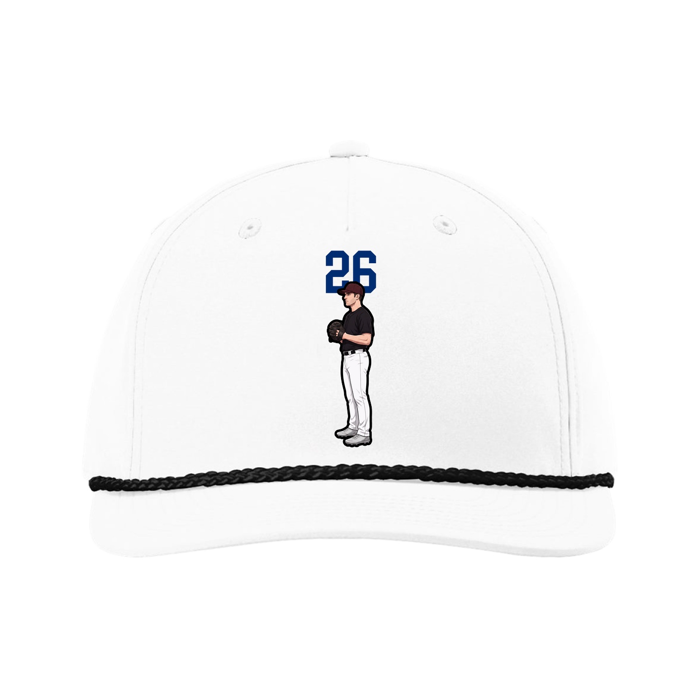 Five-Panel Classic Rope Cap — Number Top in White