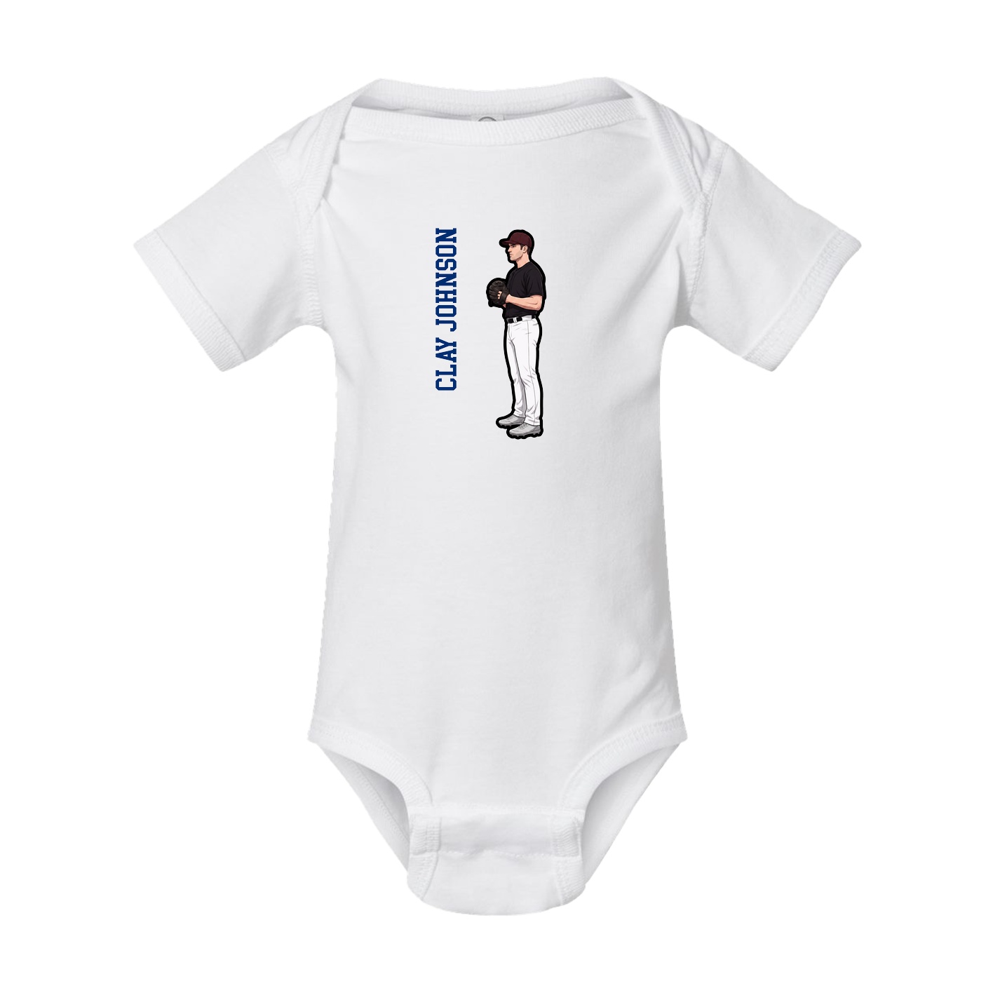 Baby Onesie — Name Vertical in White