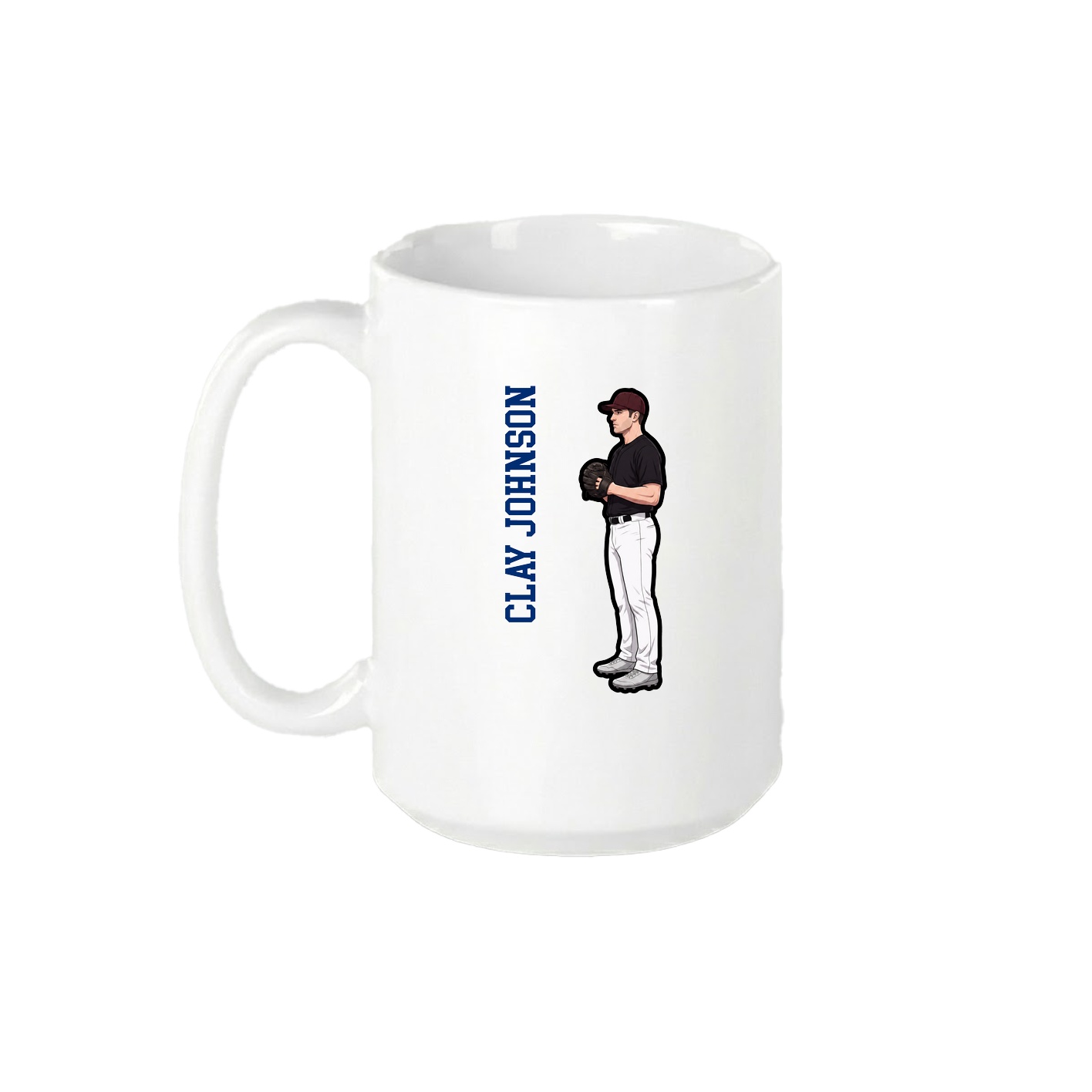 15oz Coffee Mug — Name Vertical in White