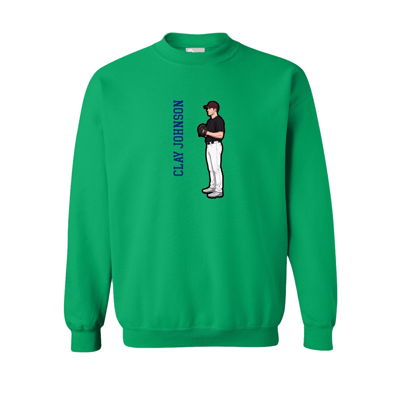Fleece Crew — Name Vertical in Green