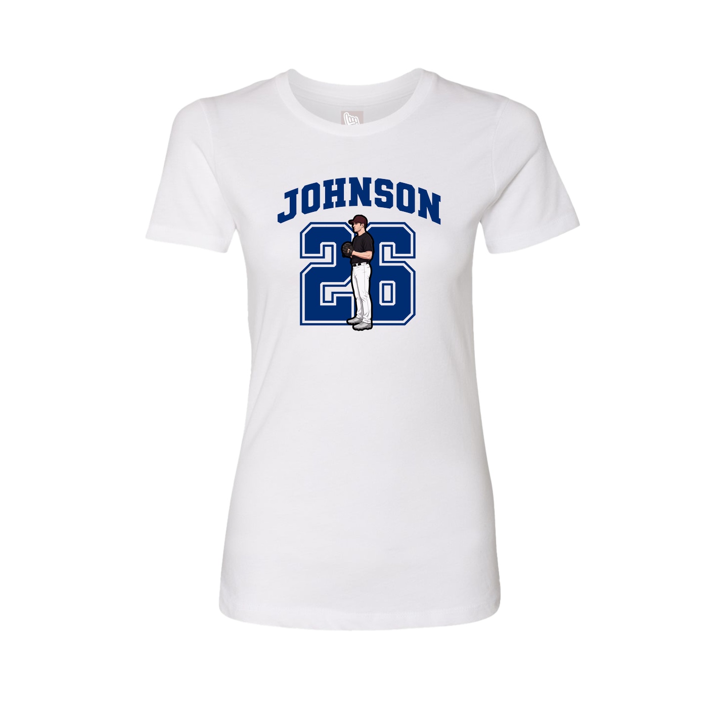 Fitted Women's Tee — Number in White