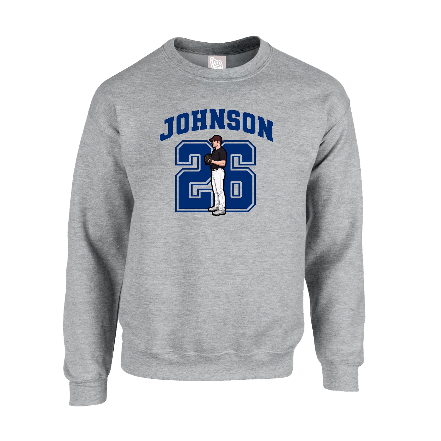 Fleece Crew — Number in Grey
