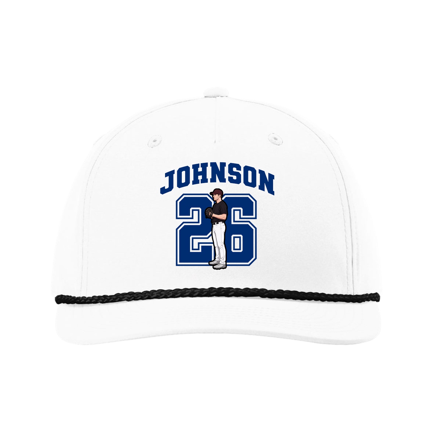 Five-Panel Classic Rope Cap — Number in White