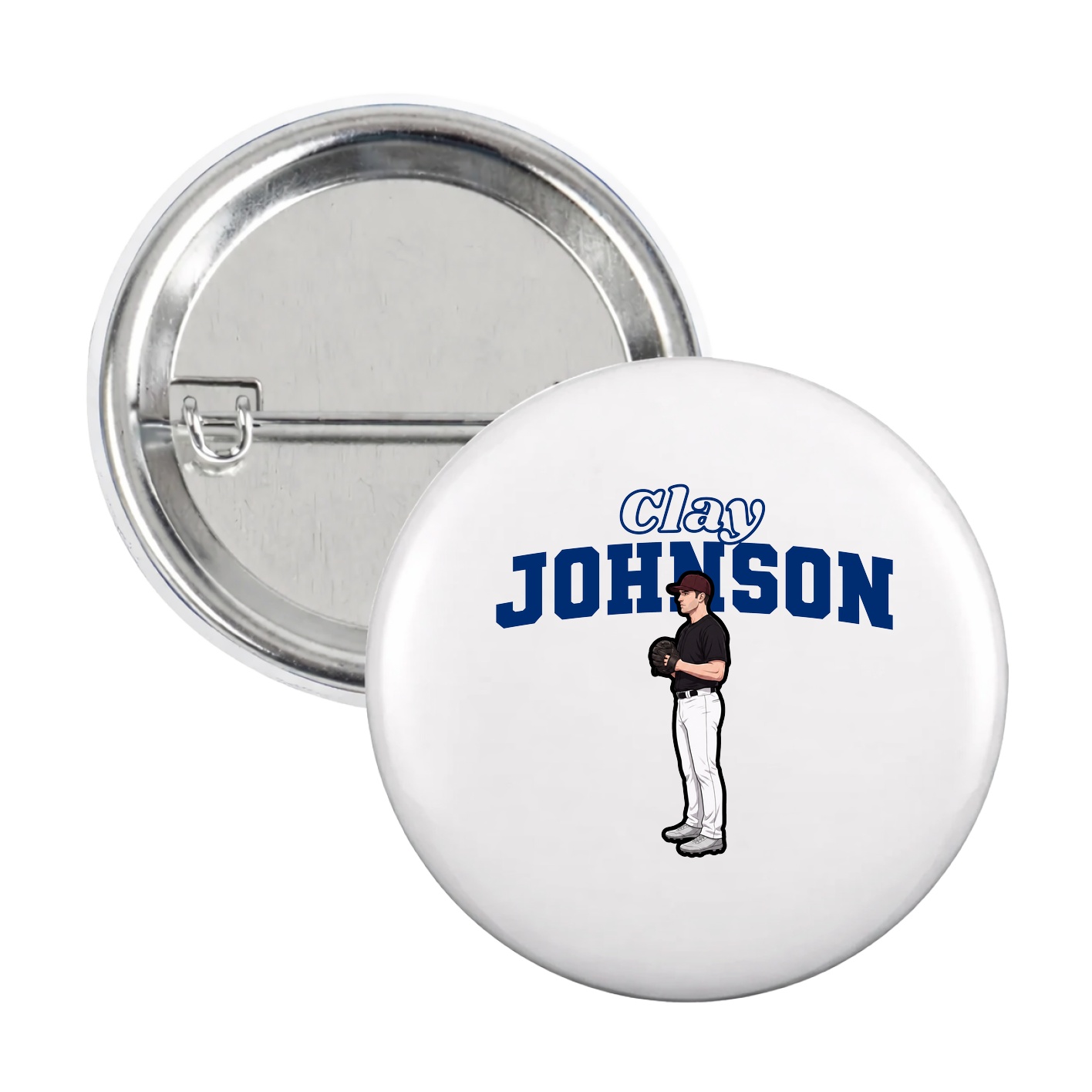 Game Day Button — Name Arch in White
