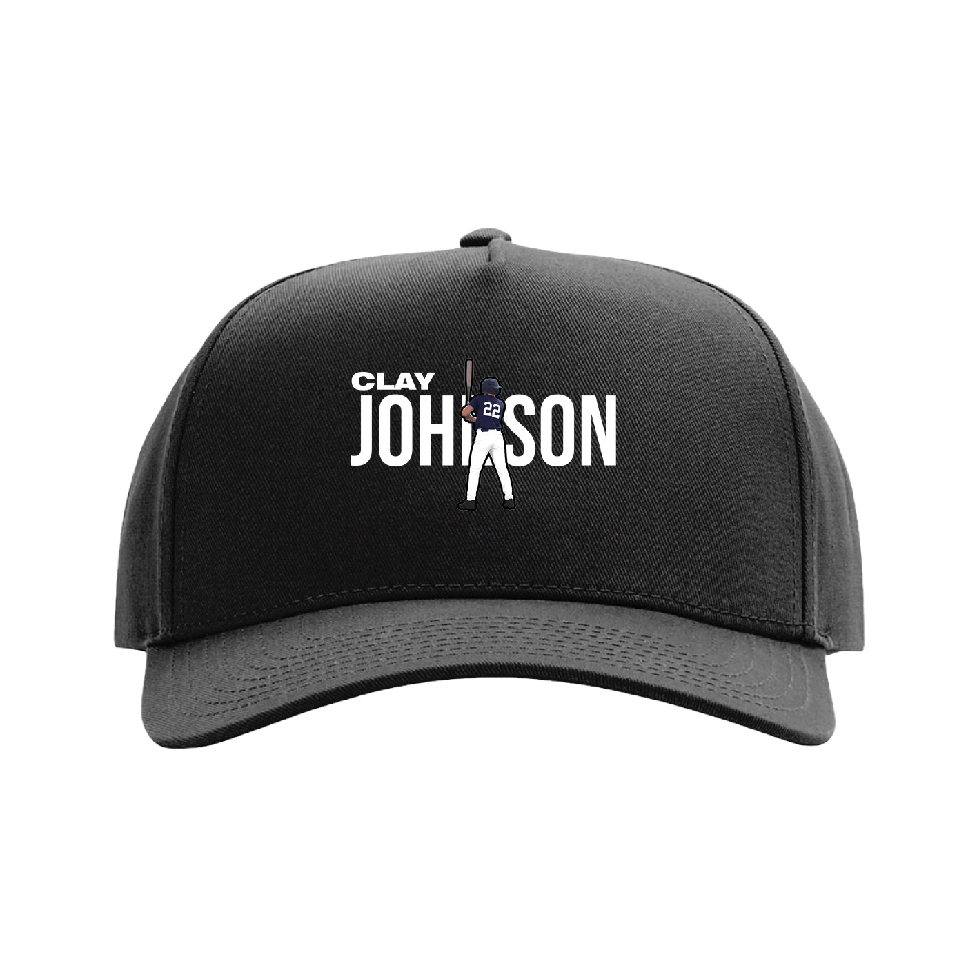 Full Fabric Five-Panel Champ Cap — Player Name in Black