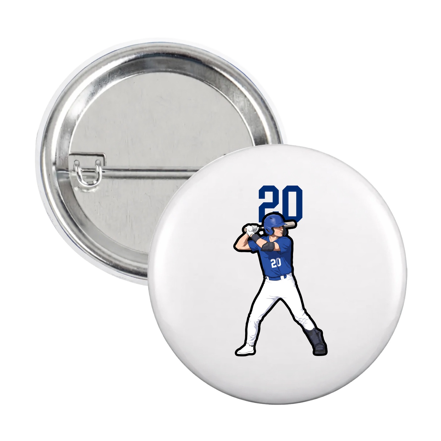Game Day Button — Number Top in White