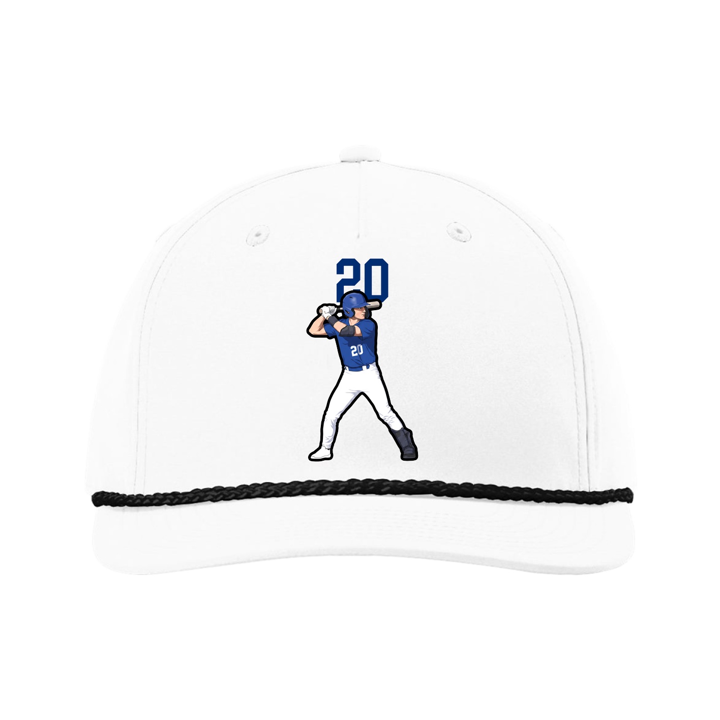 Five-Panel Classic Rope Cap — Number Top in White