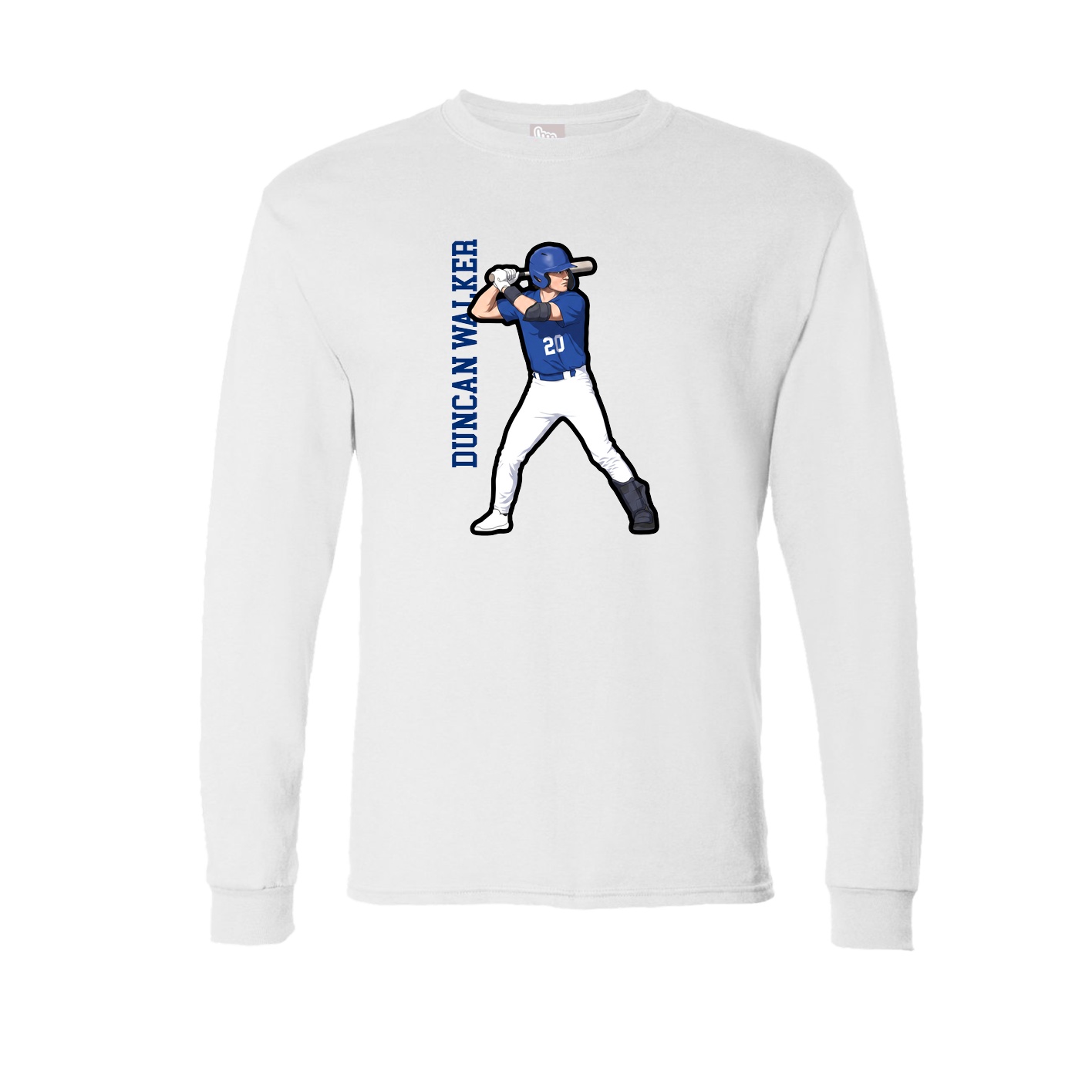 Long Sleeve Tee — Name Vertical in White