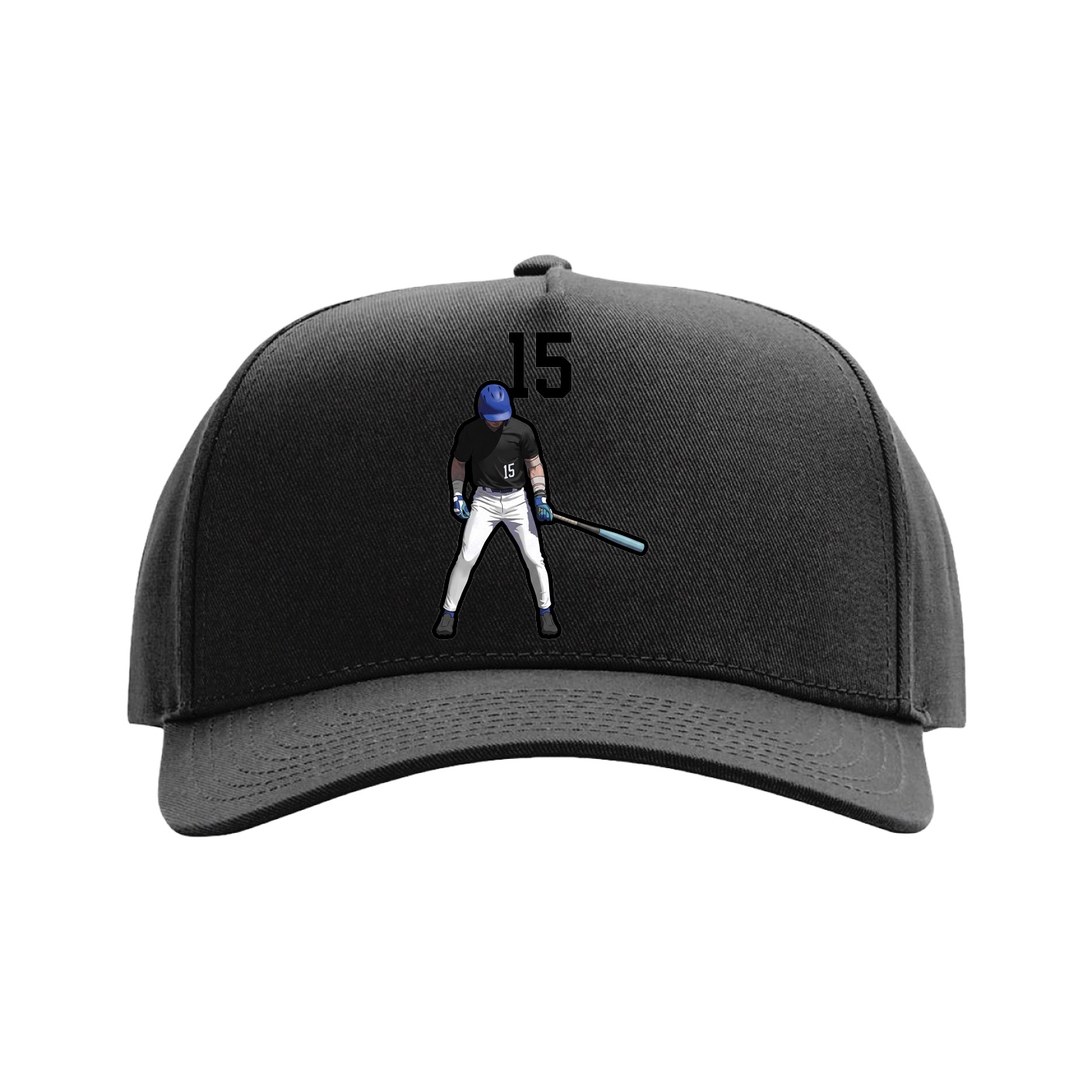 Full Fabric Five-Panel Champ Cap — Number Top in Black