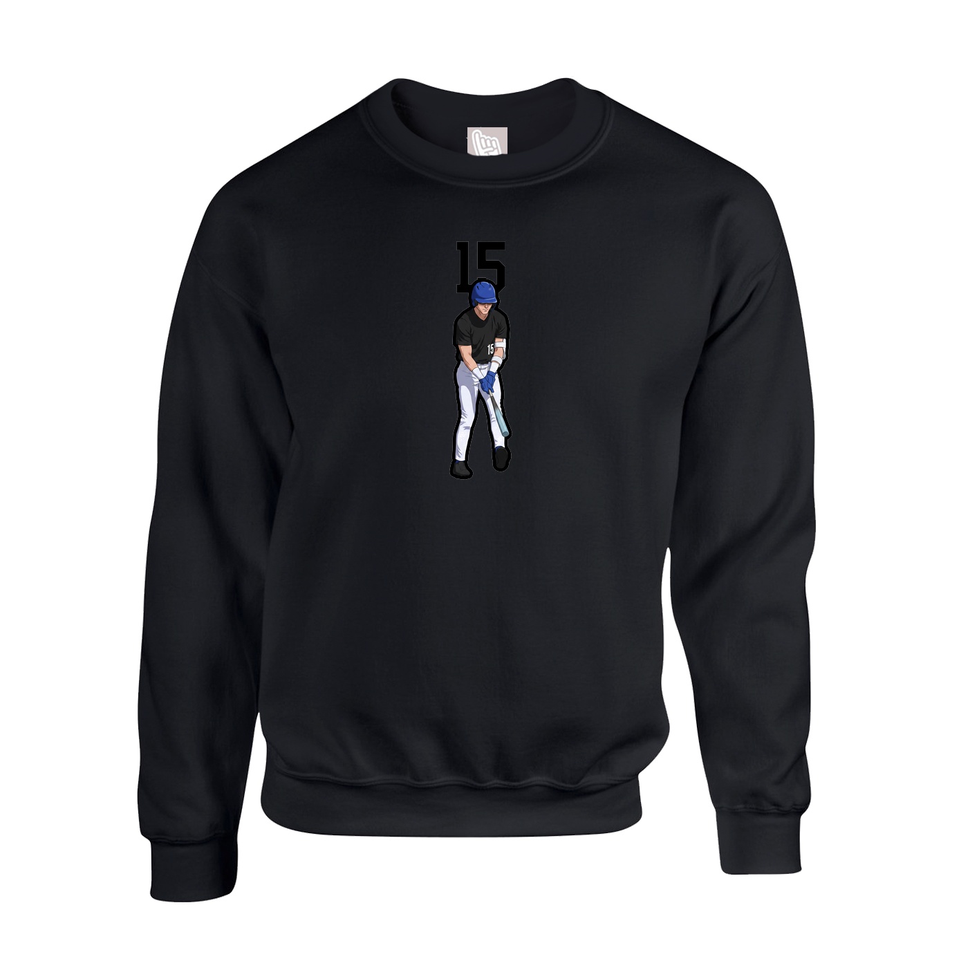 Fleece Crew — Number Top in Black