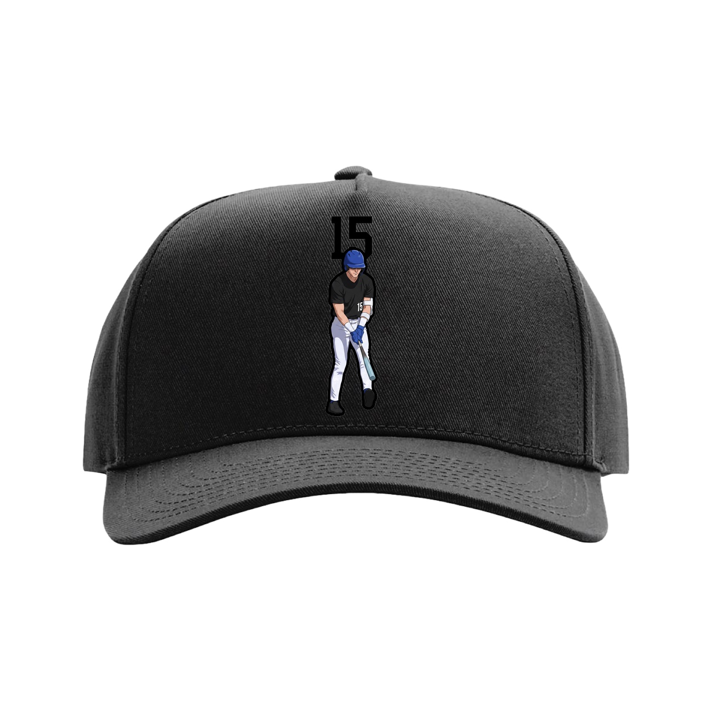 Full Fabric Five-Panel Champ Cap — Number Top in Black