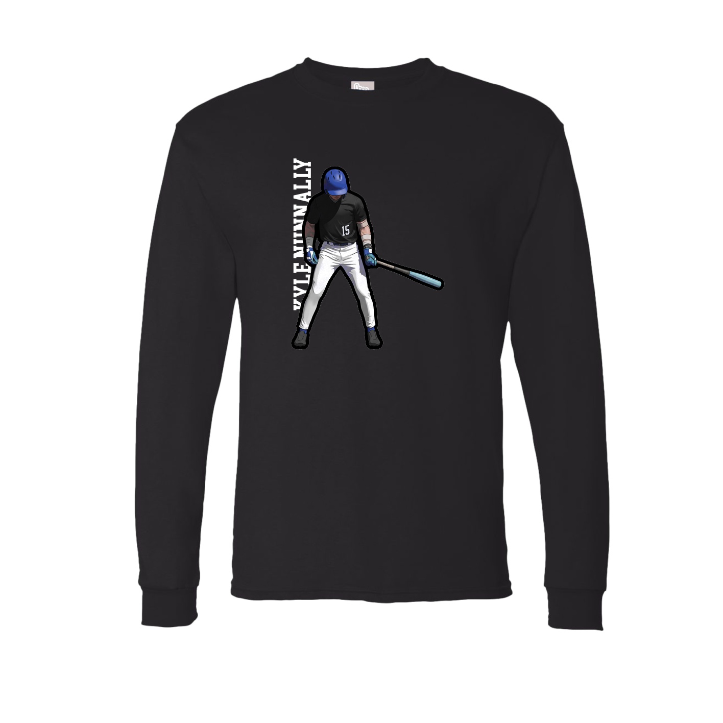 Long Sleeve Tee — Name Vertical in Black