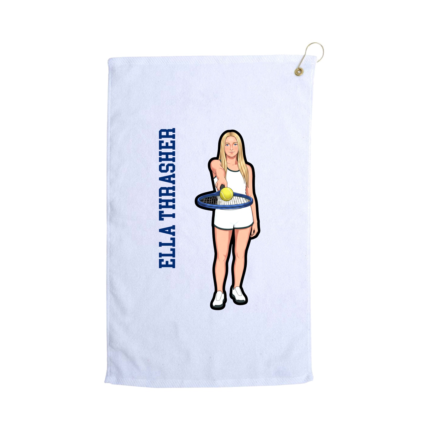 Golf Towel — Name Vertical in White