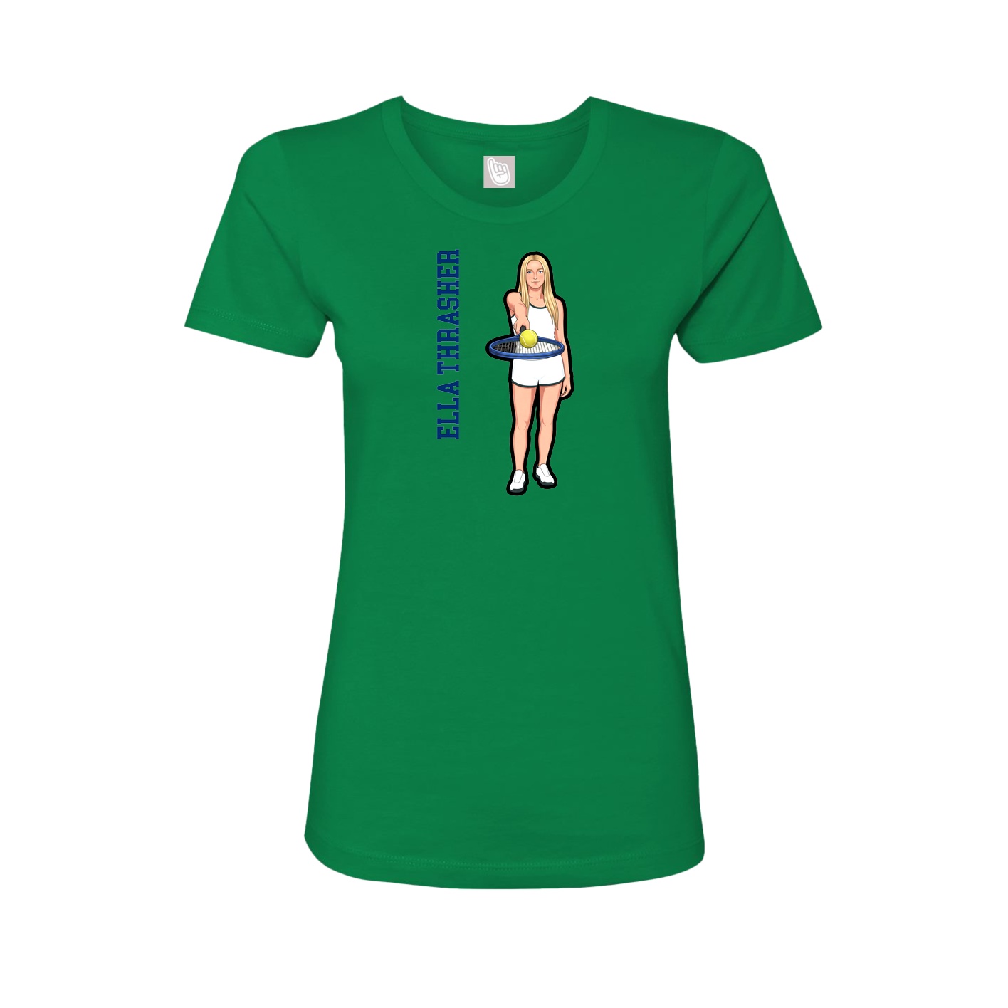 Fitted Women's Tee — Name Vertical in Green