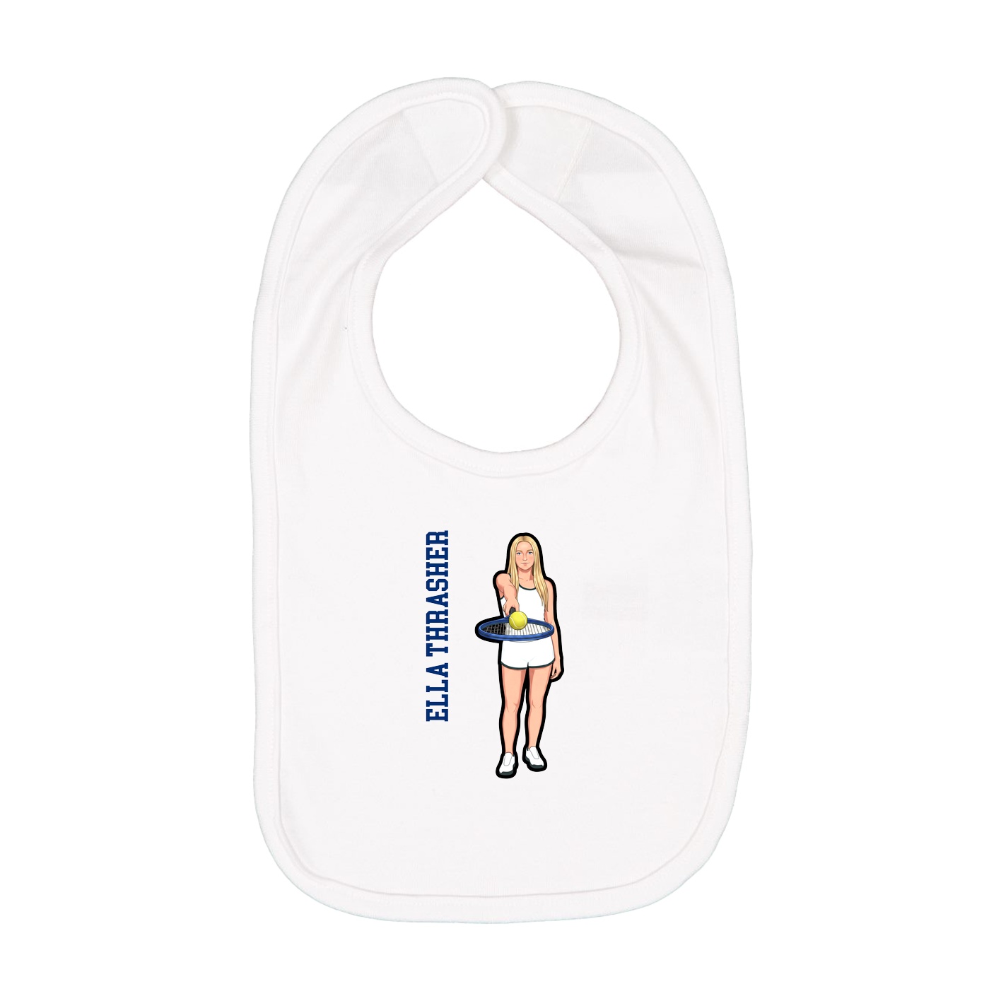 Infant Bib — Name Vertical in White