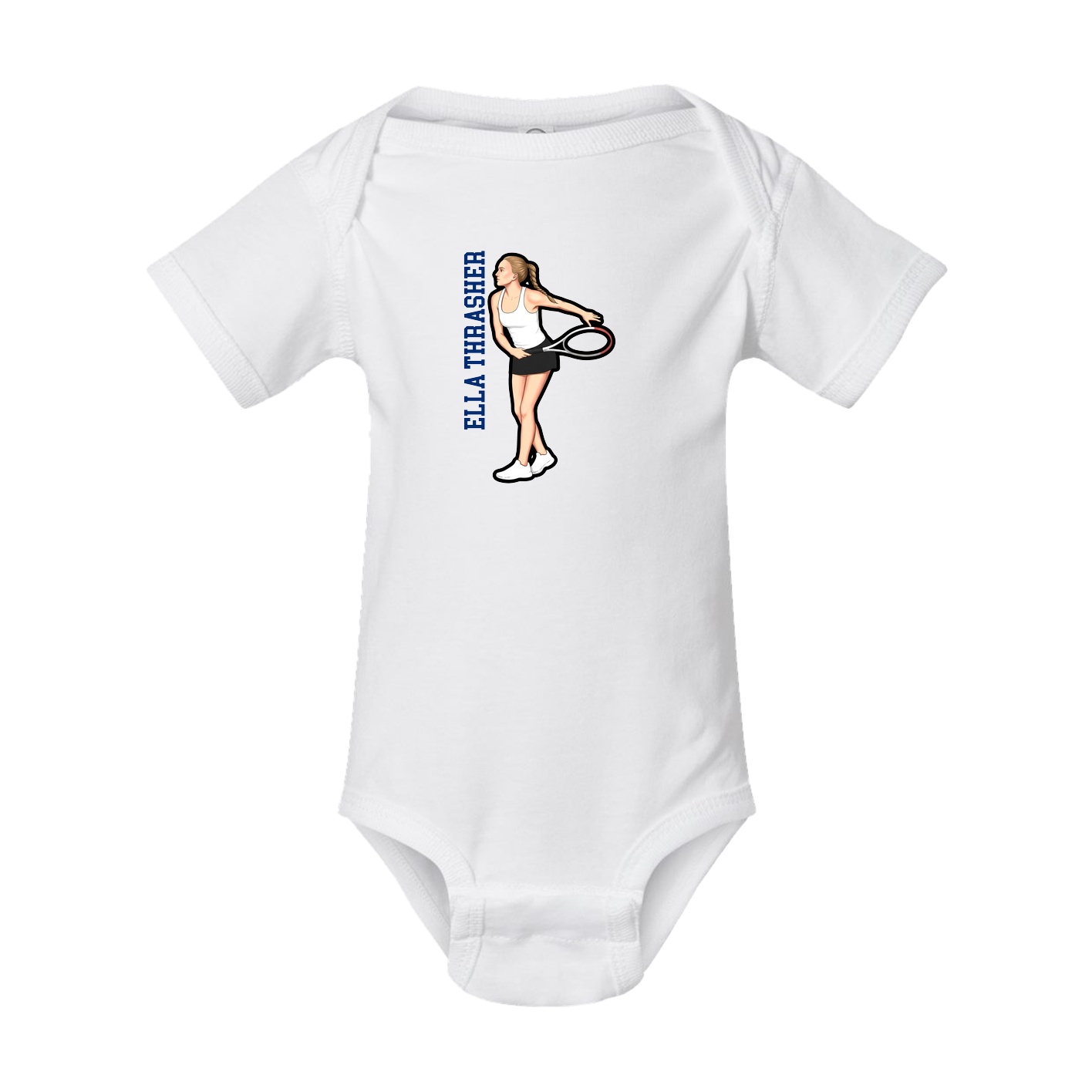 Baby Onesie — Name Vertical in White