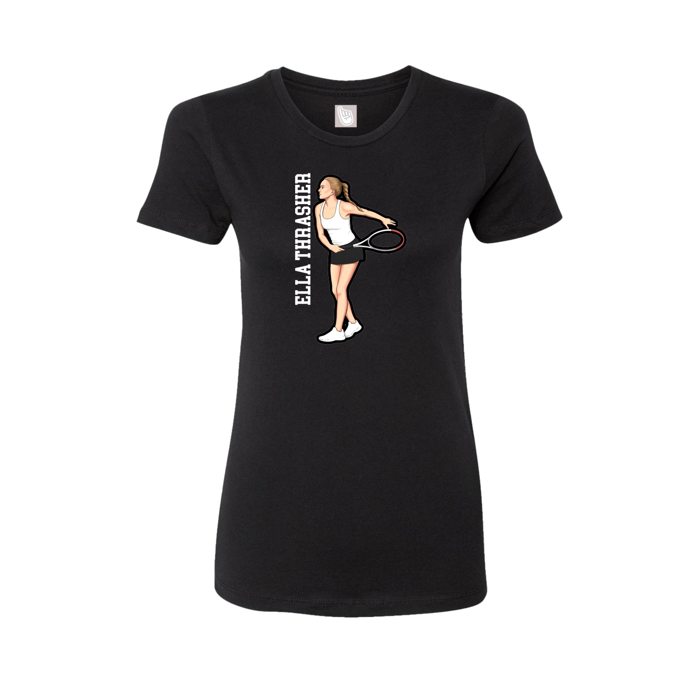 Fitted Women's Tee — Name Vertical in Black