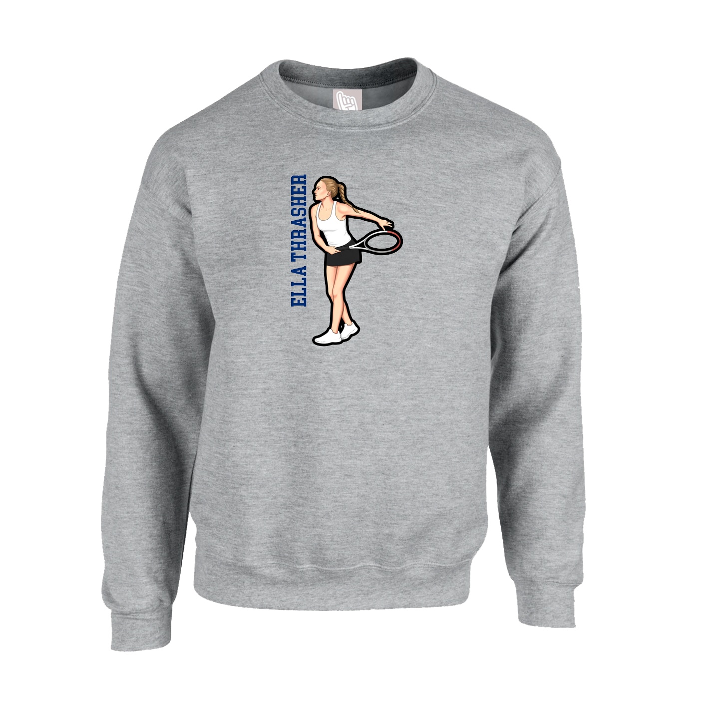 Fleece Crew — Name Vertical in Grey