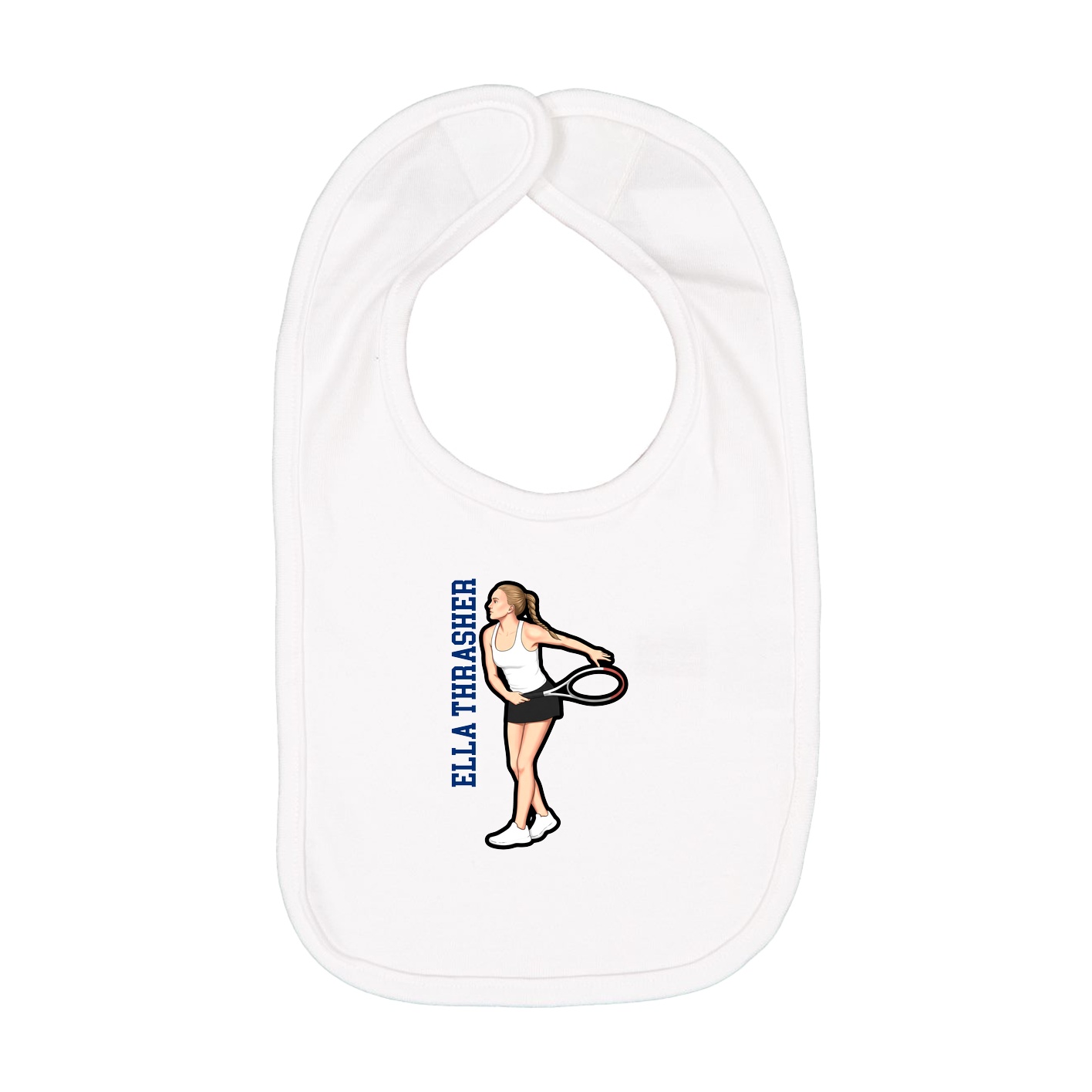 Infant Bib — Name Vertical in White