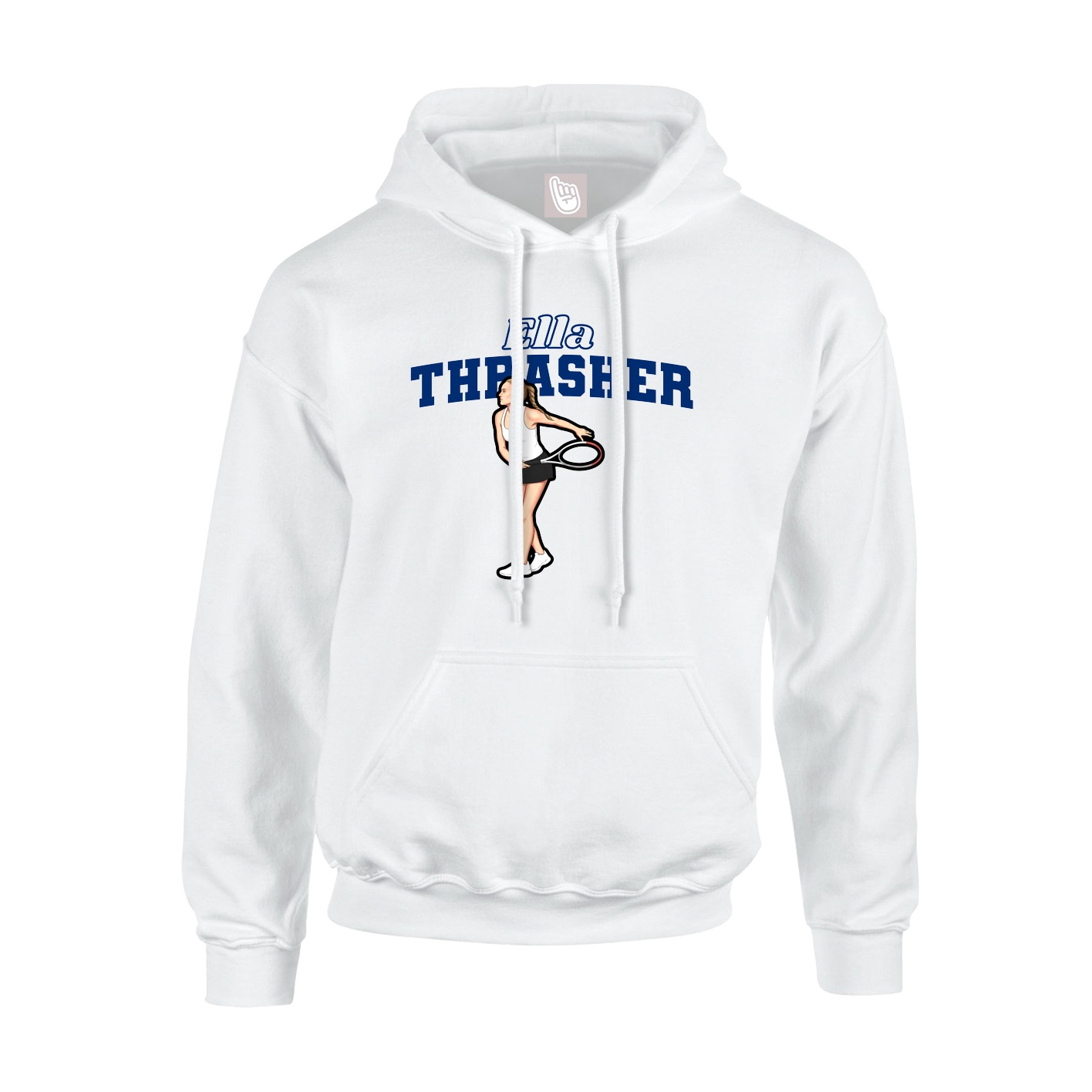 Youth Hoodie — Name Arch in White