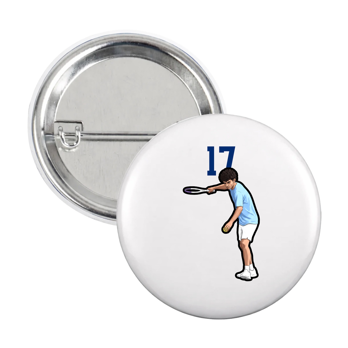 Game Day Button — Number Top in White