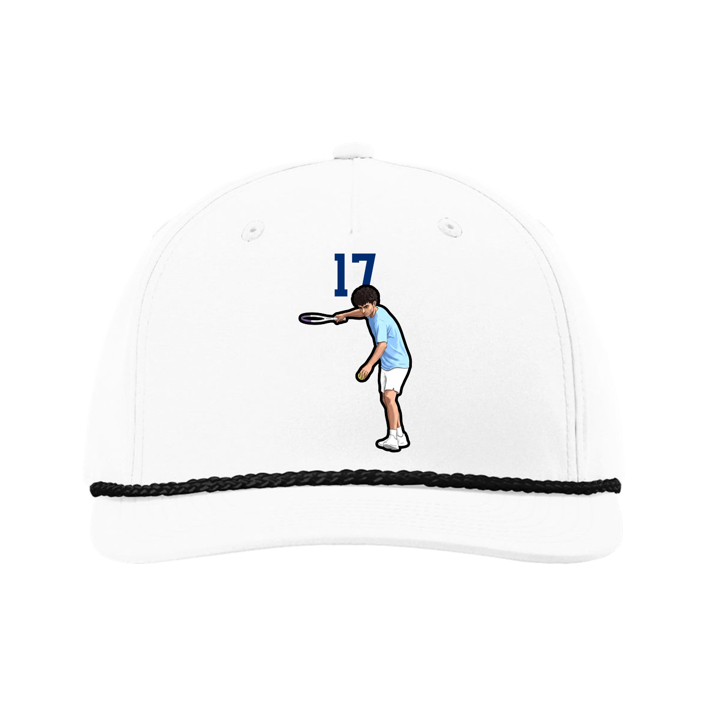 Five-Panel Classic Rope Cap — Number Top in White