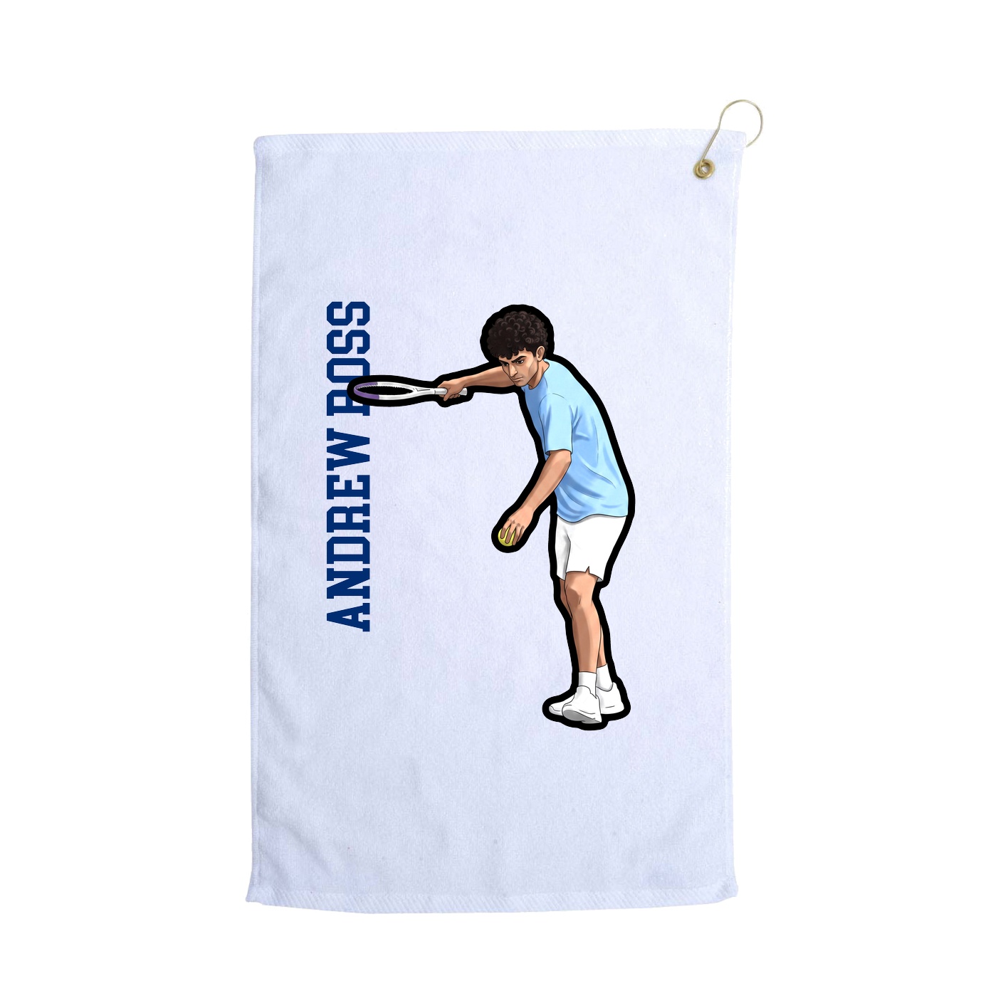 Golf Towel — Name Vertical in White
