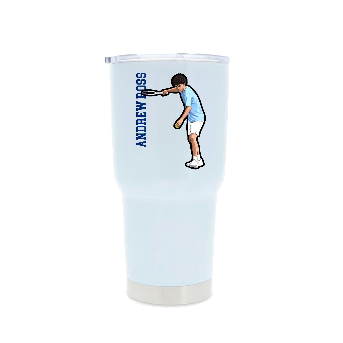 30oz Stainless Steel Tumbler — Name Vertical in White