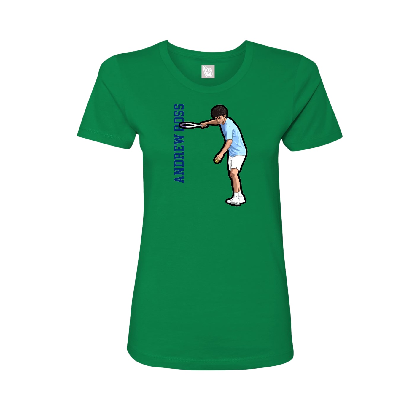 Fitted Women's Tee — Name Vertical in Green