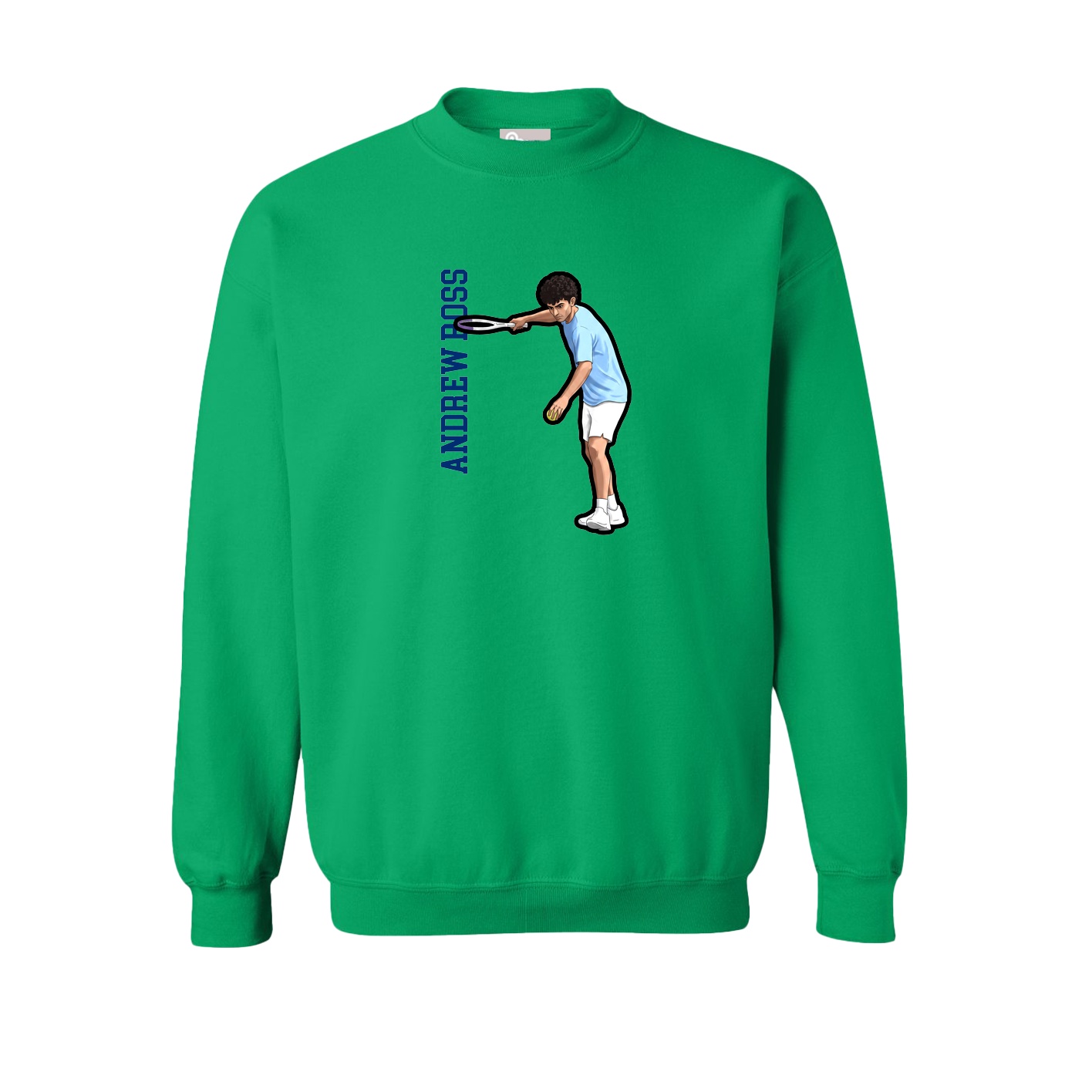 Fleece Crew — Name Vertical in Green