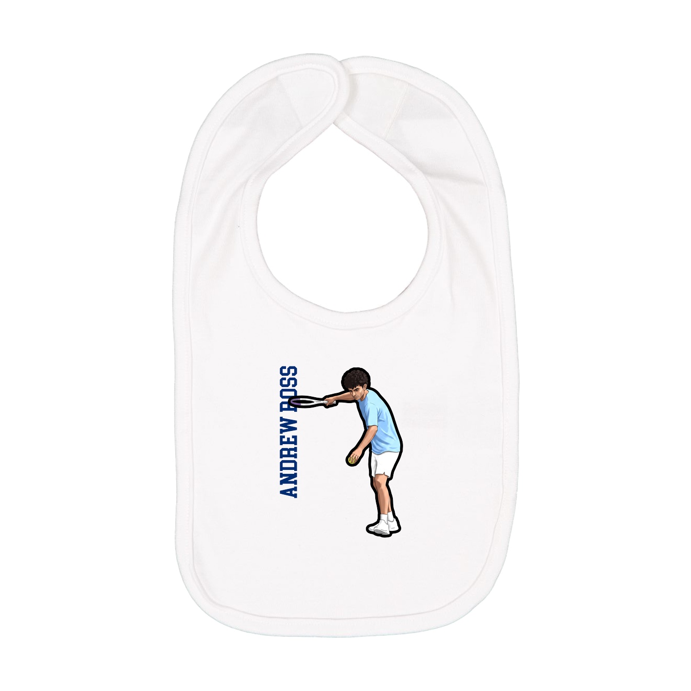 Infant Bib — Name Vertical in White