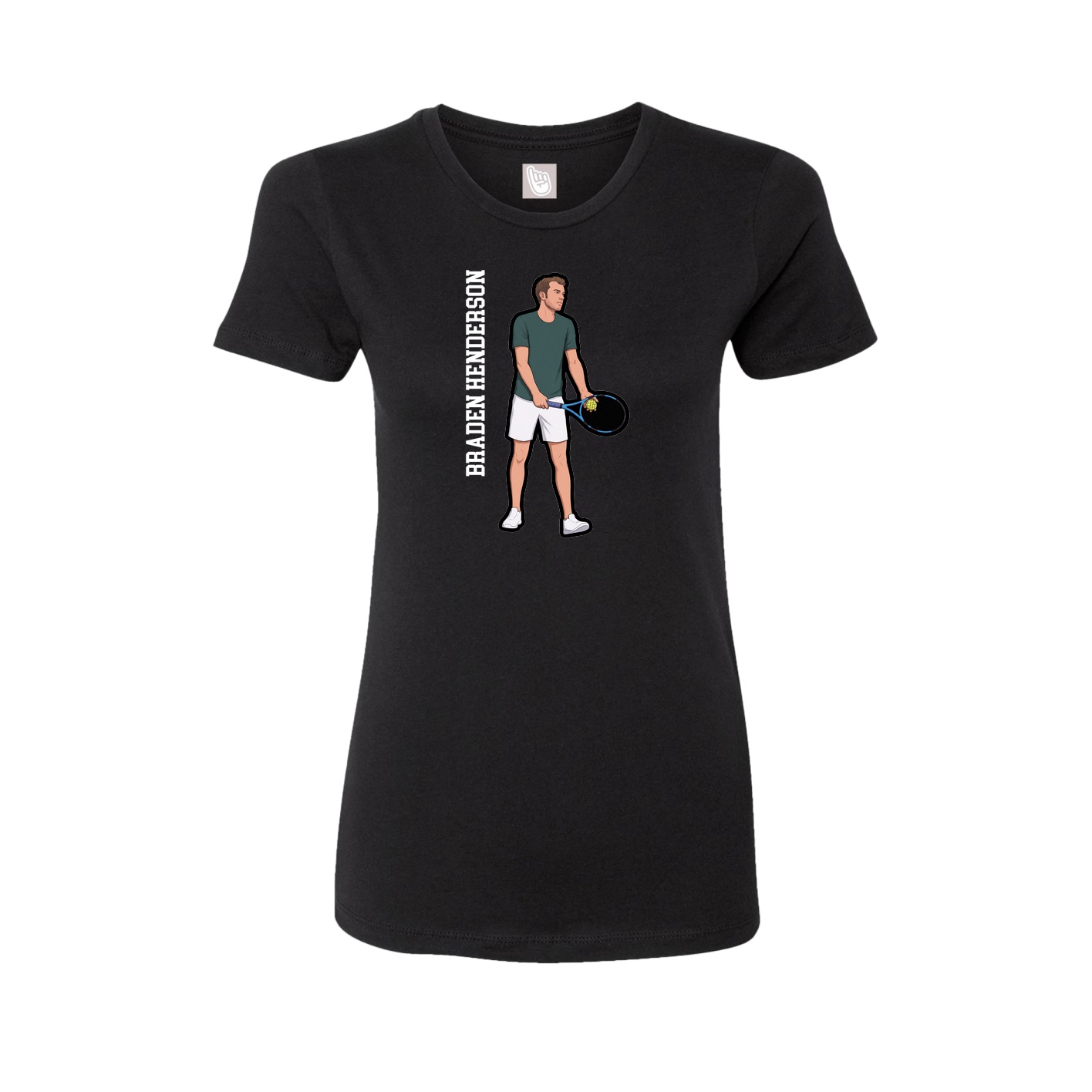 Fitted Women's Tee — Name Vertical in Black