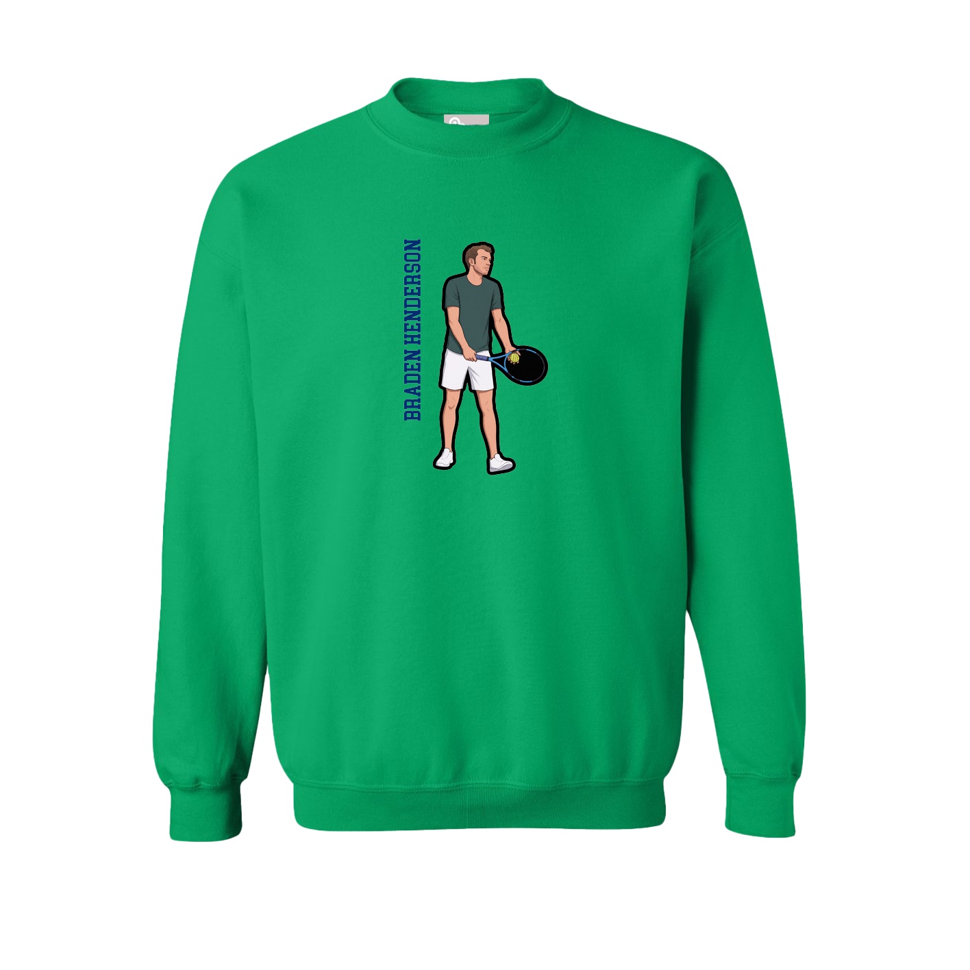 Fleece Crew — Name Vertical in Green