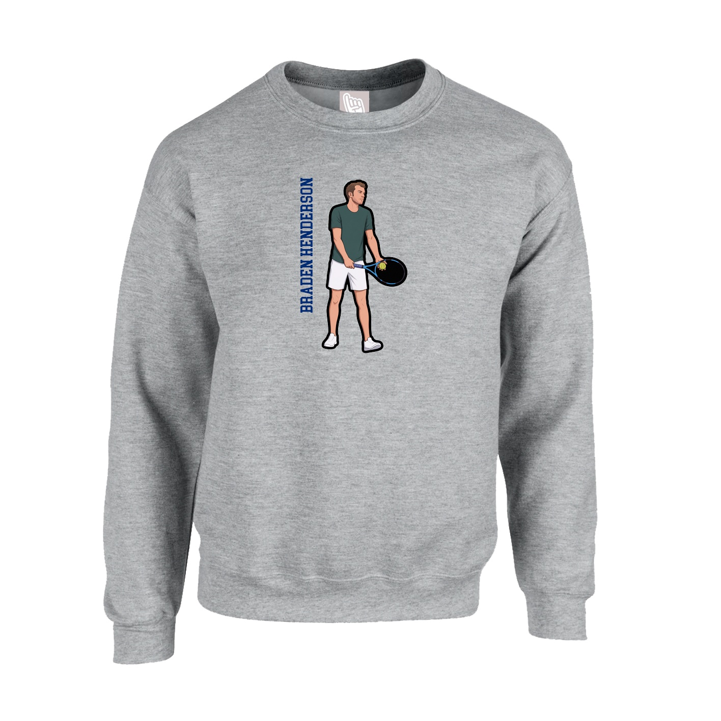 Fleece Crew — Name Vertical in Grey
